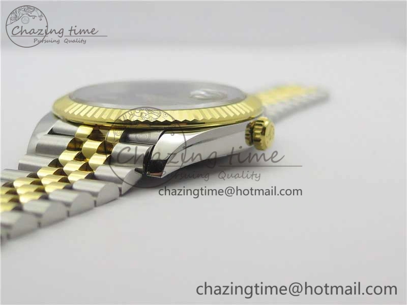 Breathable DateJust 41 SS YG 126333 Fluted Bezel DJF Best Edition 904L Steel Gray Dial Green Roman Markers on Jubilee Bracelet A 3194