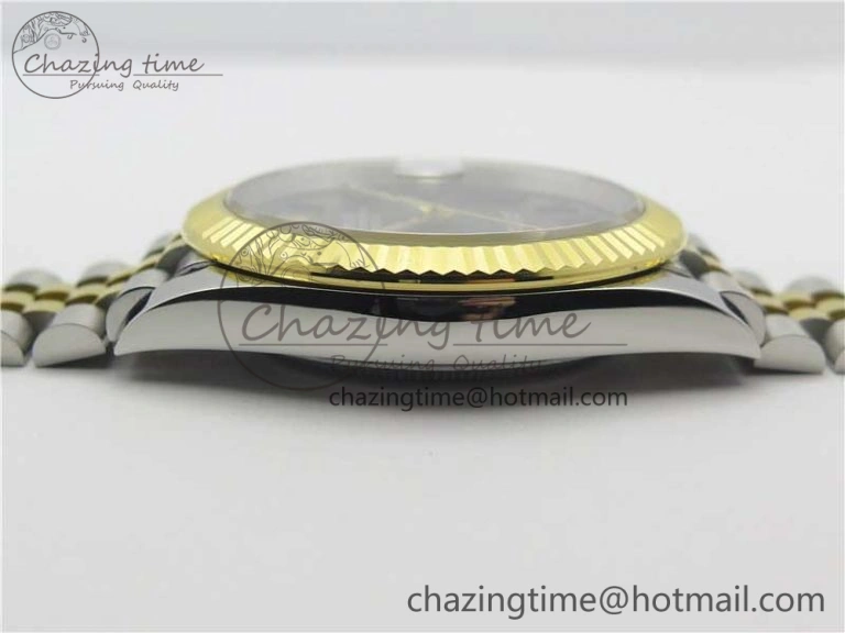 Breathable DateJust 41 SS YG 126333 Fluted Bezel DJF Best Edition 904L Steel Gray Dial Green Roman Markers on Jubilee Bracelet A 3194