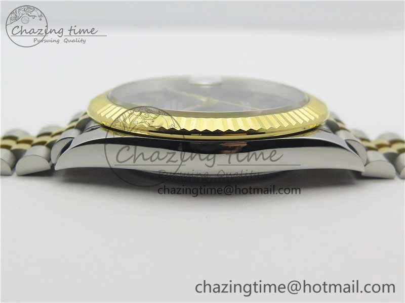 Breathable DateJust 41 SS YG 126333 Fluted Bezel DJF Best Edition 904L Steel Gray Dial Green Roman Markers on Jubilee Bracelet A 3194