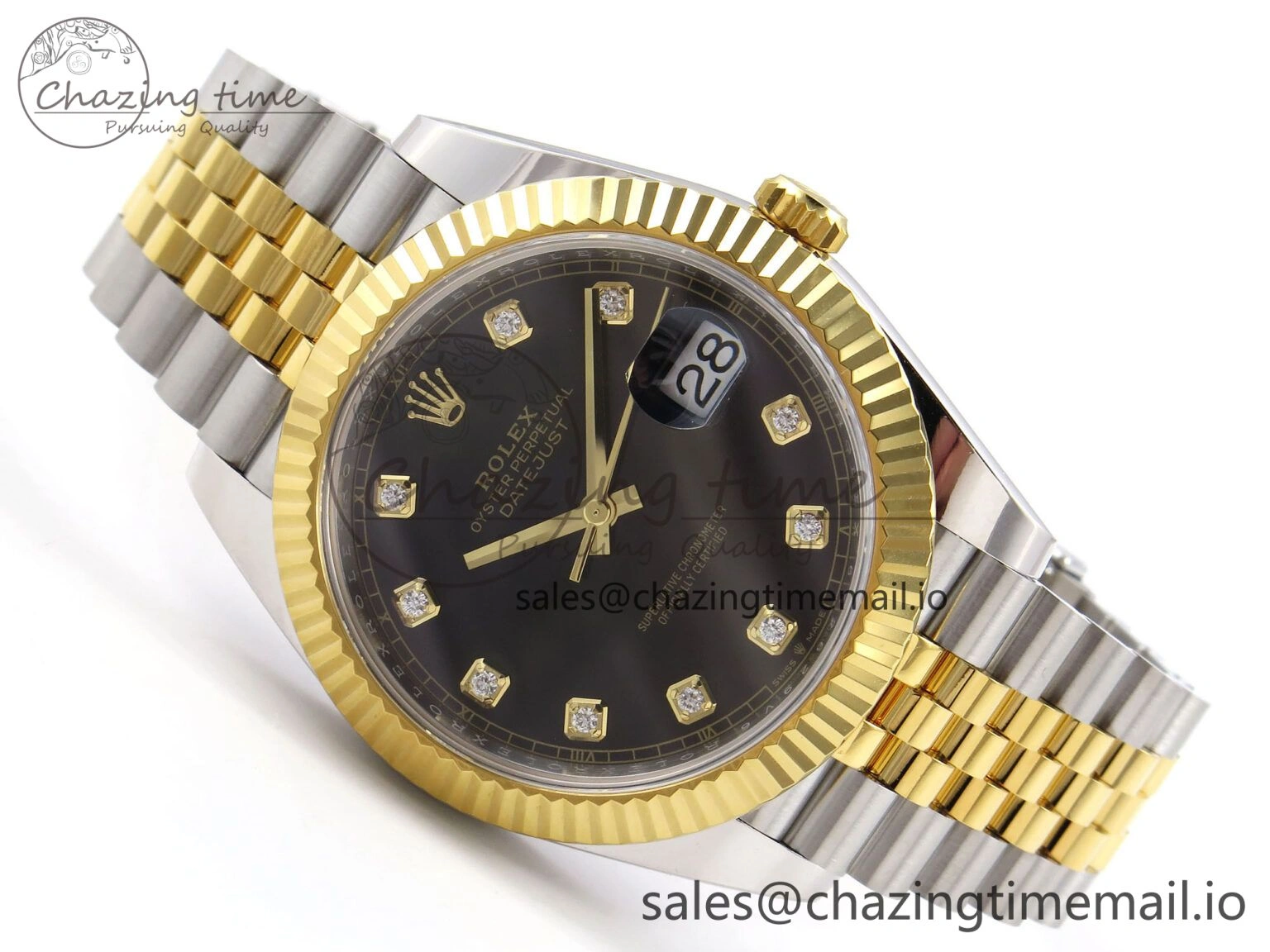 DateJust 41 SS YG ARF 1:1 Best Edition 904L Steel Black Diamonds Dial on Jubilee Bracelet SH FashionForward 1247