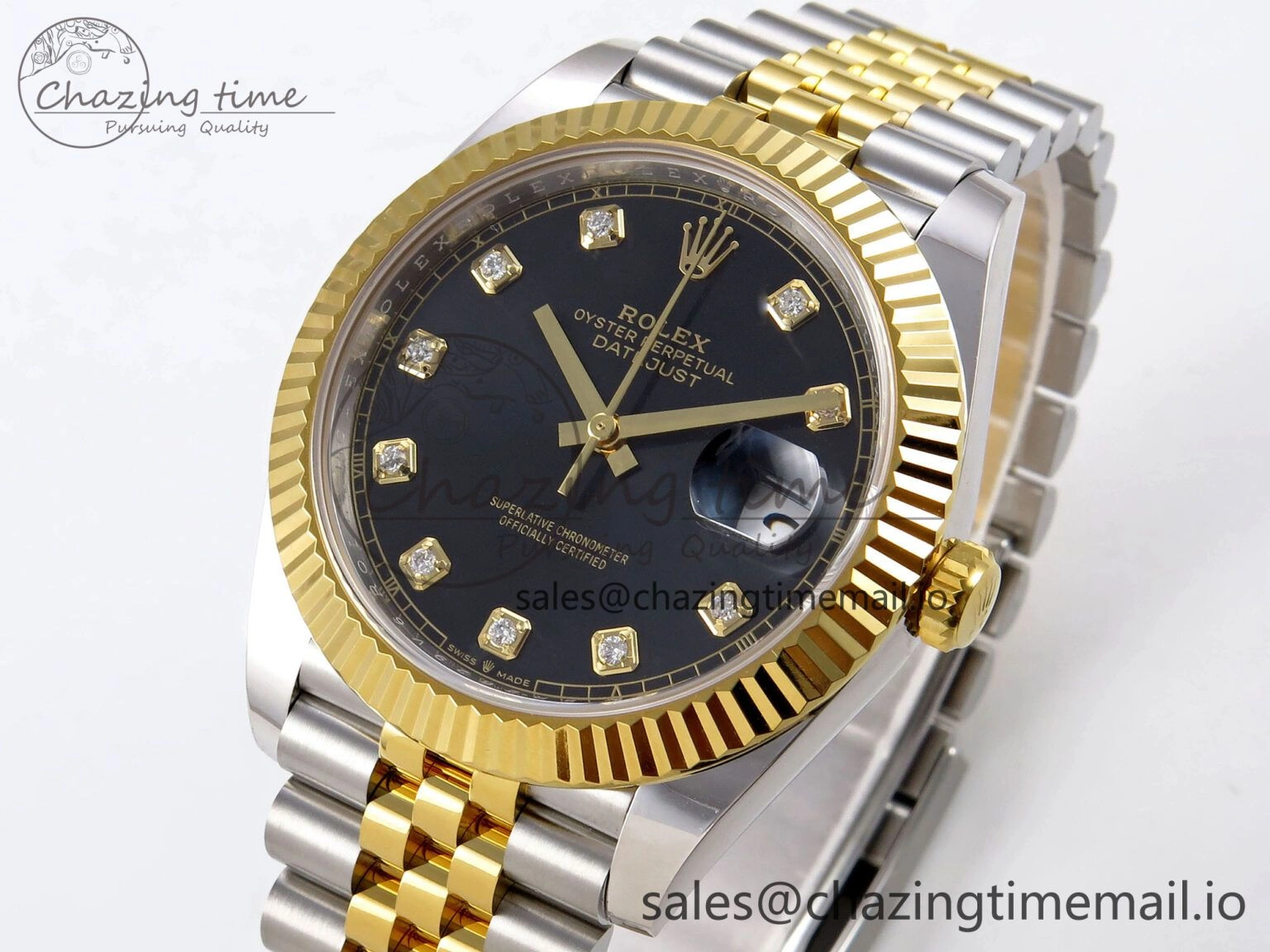 DateJust 41 SS YG ARF 1:1 Best Edition 904L Steel Black Diamonds Dial on Jubilee Bracelet SH FashionForward 1247