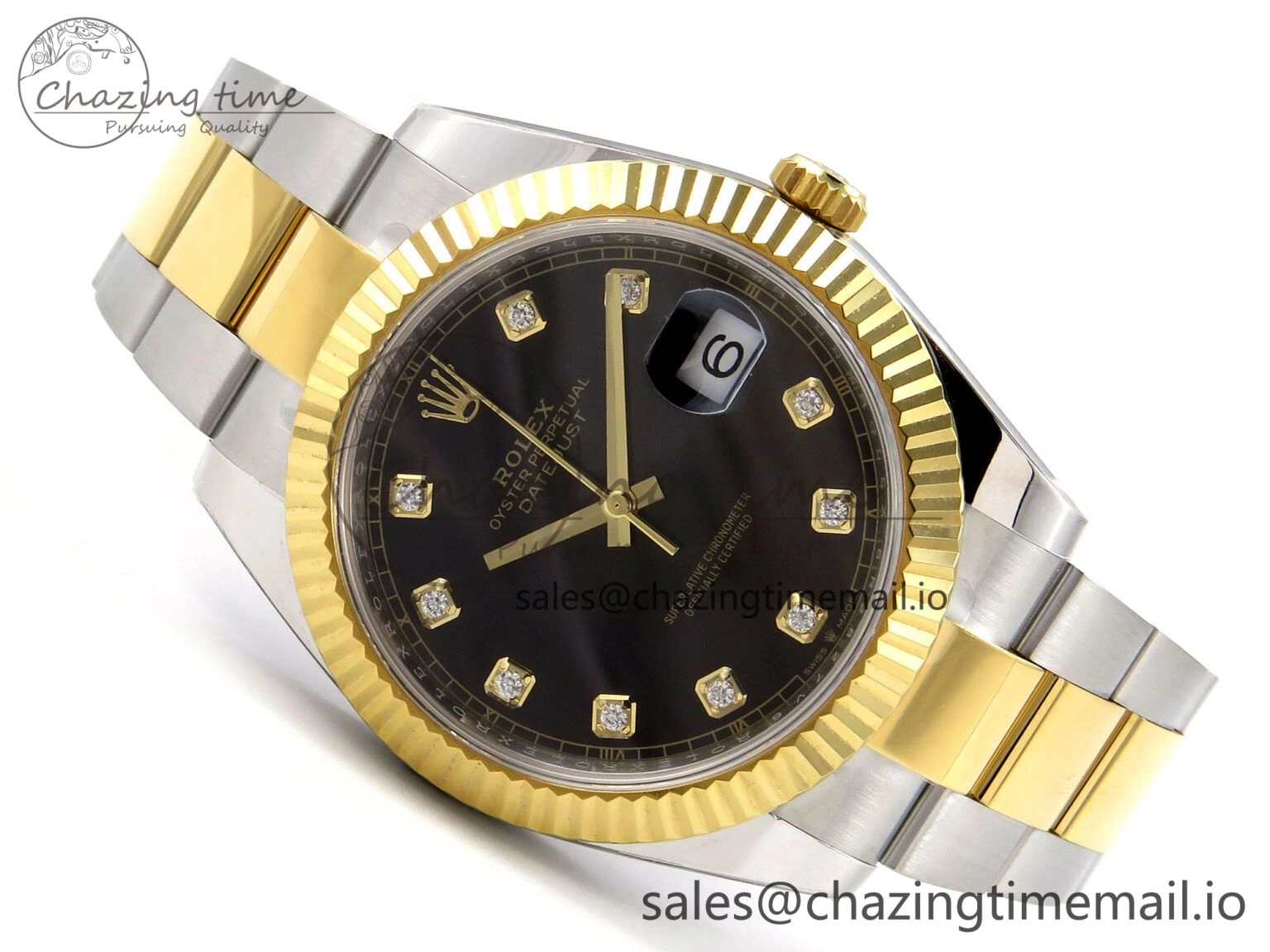 TimelessDesign DateJust 41 SS YG ARF 1:1 Best Edition 904L Steel Black Diamonds Dial on Oyster Bracelet SH 1255