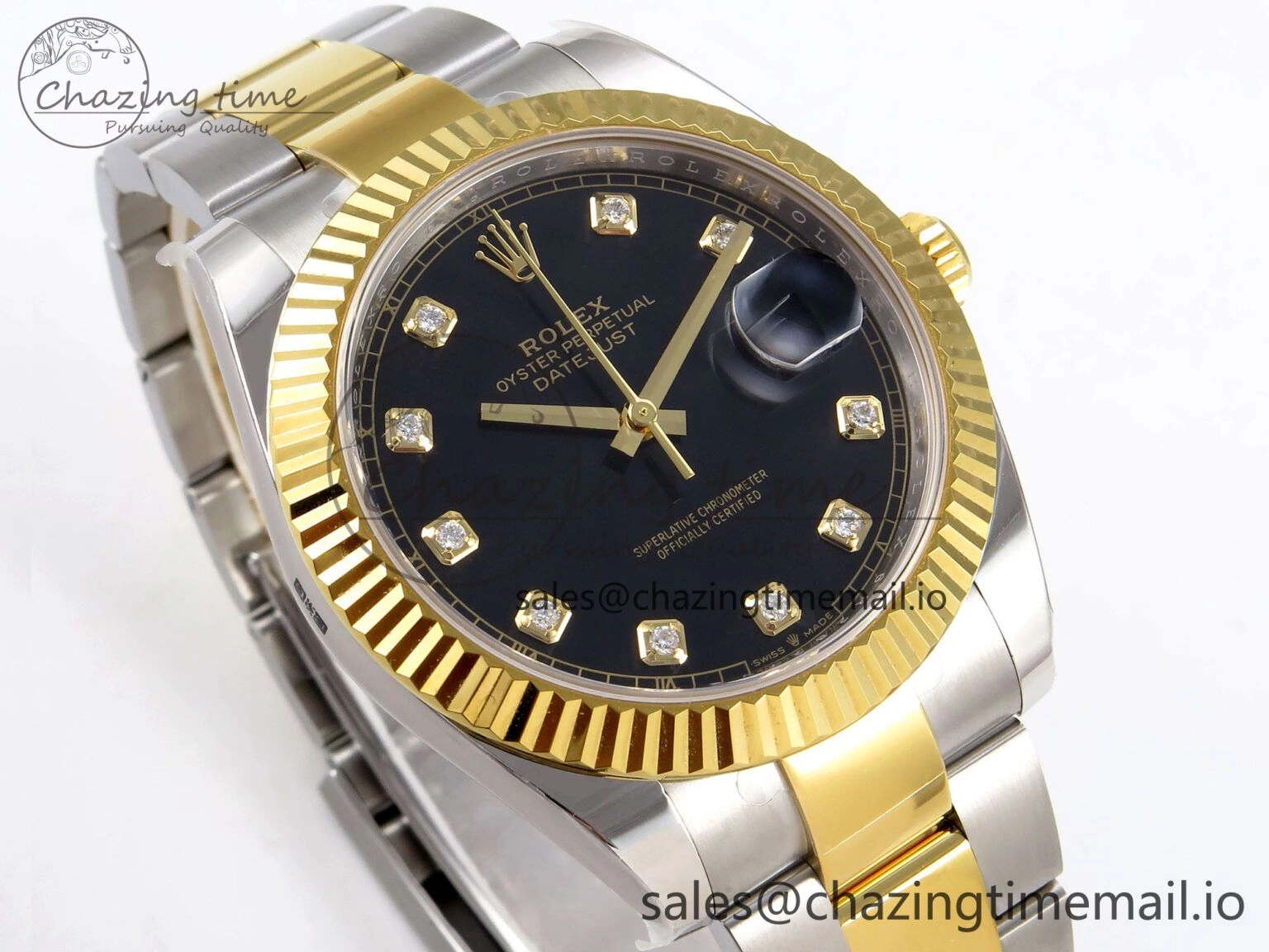TimelessDesign DateJust 41 SS YG ARF 1:1 Best Edition 904L Steel Black Diamonds Dial on Oyster Bracelet SH 1255