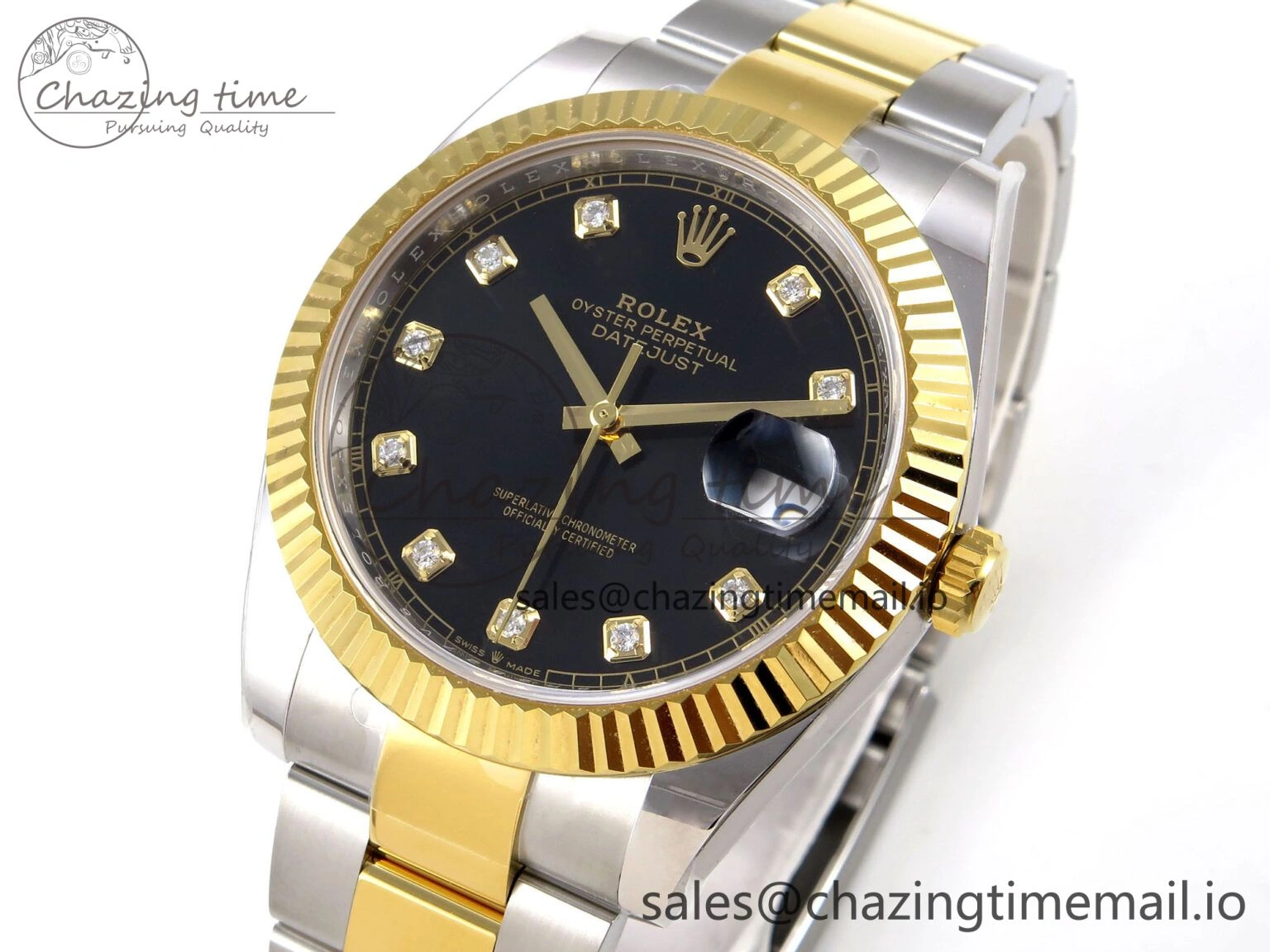 TimelessDesign DateJust 41 SS YG ARF 1:1 Best Edition 904L Steel Black Diamonds Dial on Oyster Bracelet SH 1255