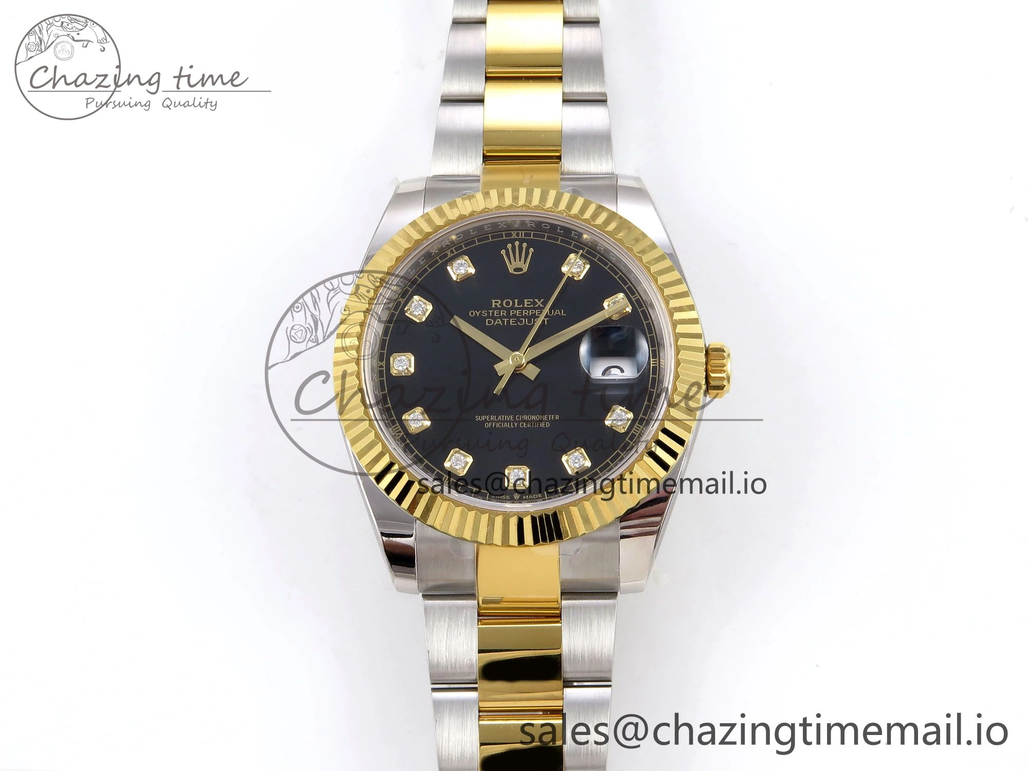 TimelessDesign DateJust 41 SS YG ARF 1:1 Best Edition 904L Steel Black Diamonds Dial on Oyster Bracelet SH 1255