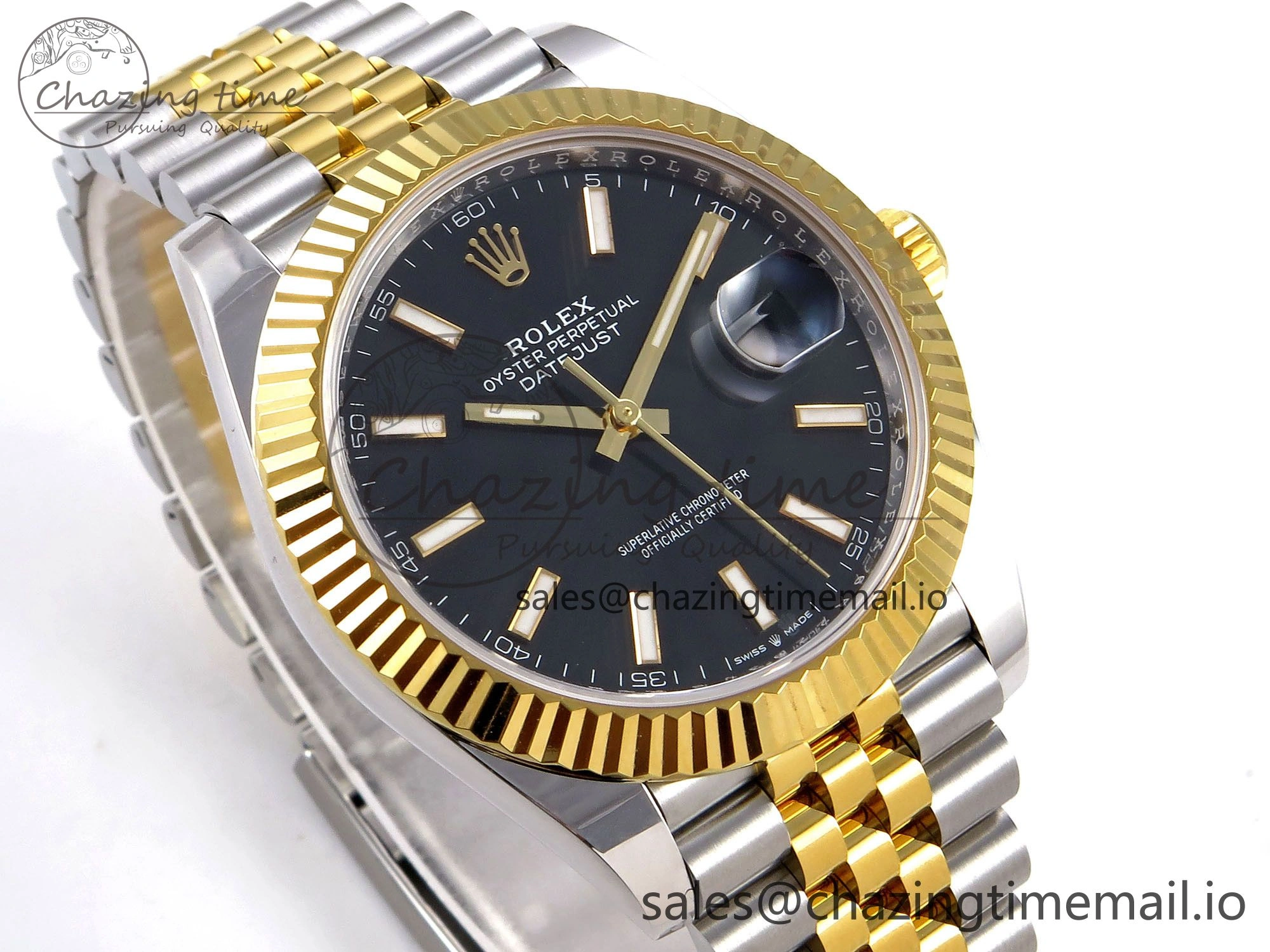 TopPick DateJust 41 SS YG ARF 1:1 Best Edition 904L Steel Black Stick Dial on Jubilee Bracelet SH 1249