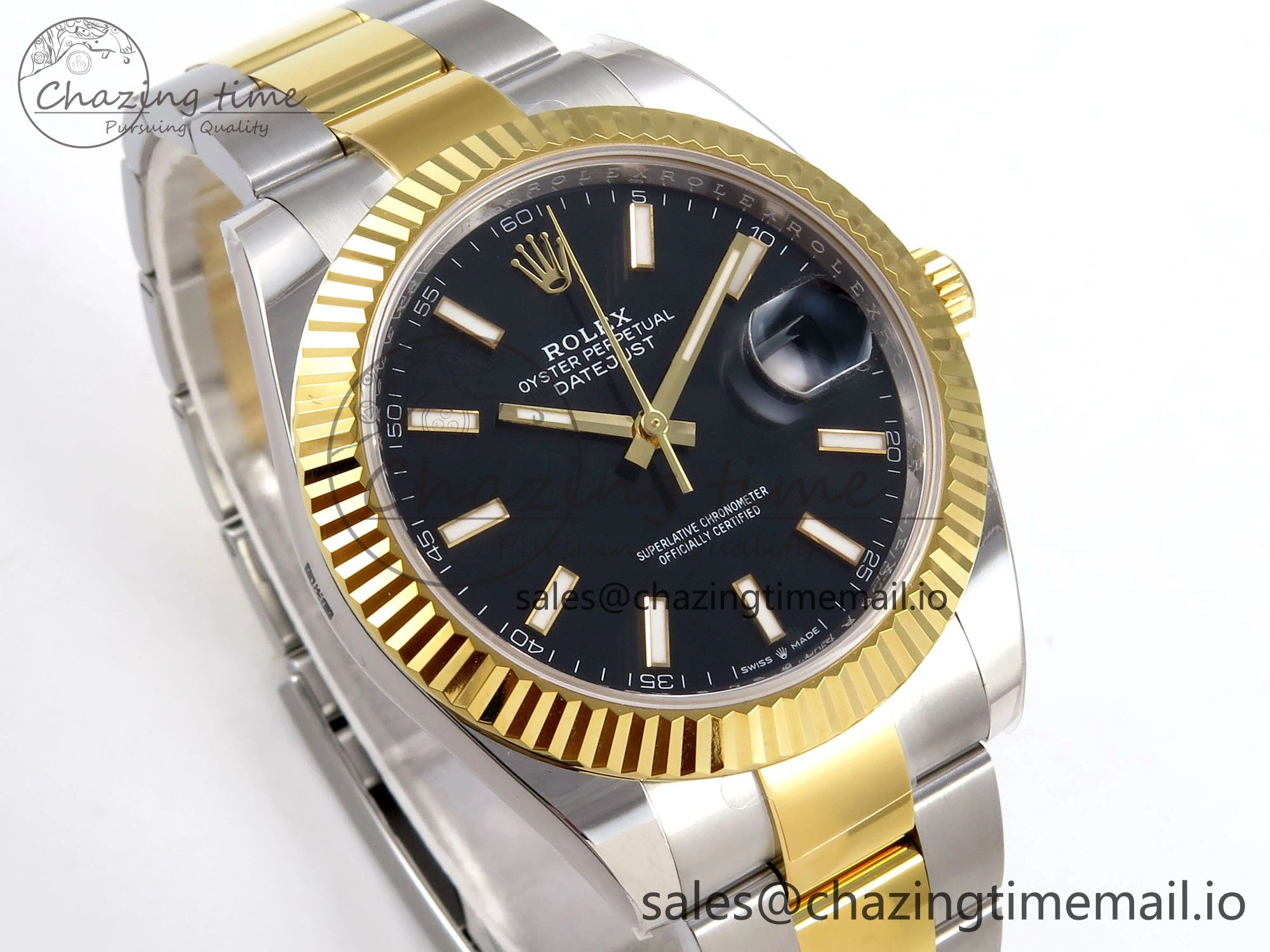 DateJust 41 SS YG ARF 1:1 Best Edition 904L Steel Black Stick Dial on Oyster Bracelet SH Contemporary 1259
