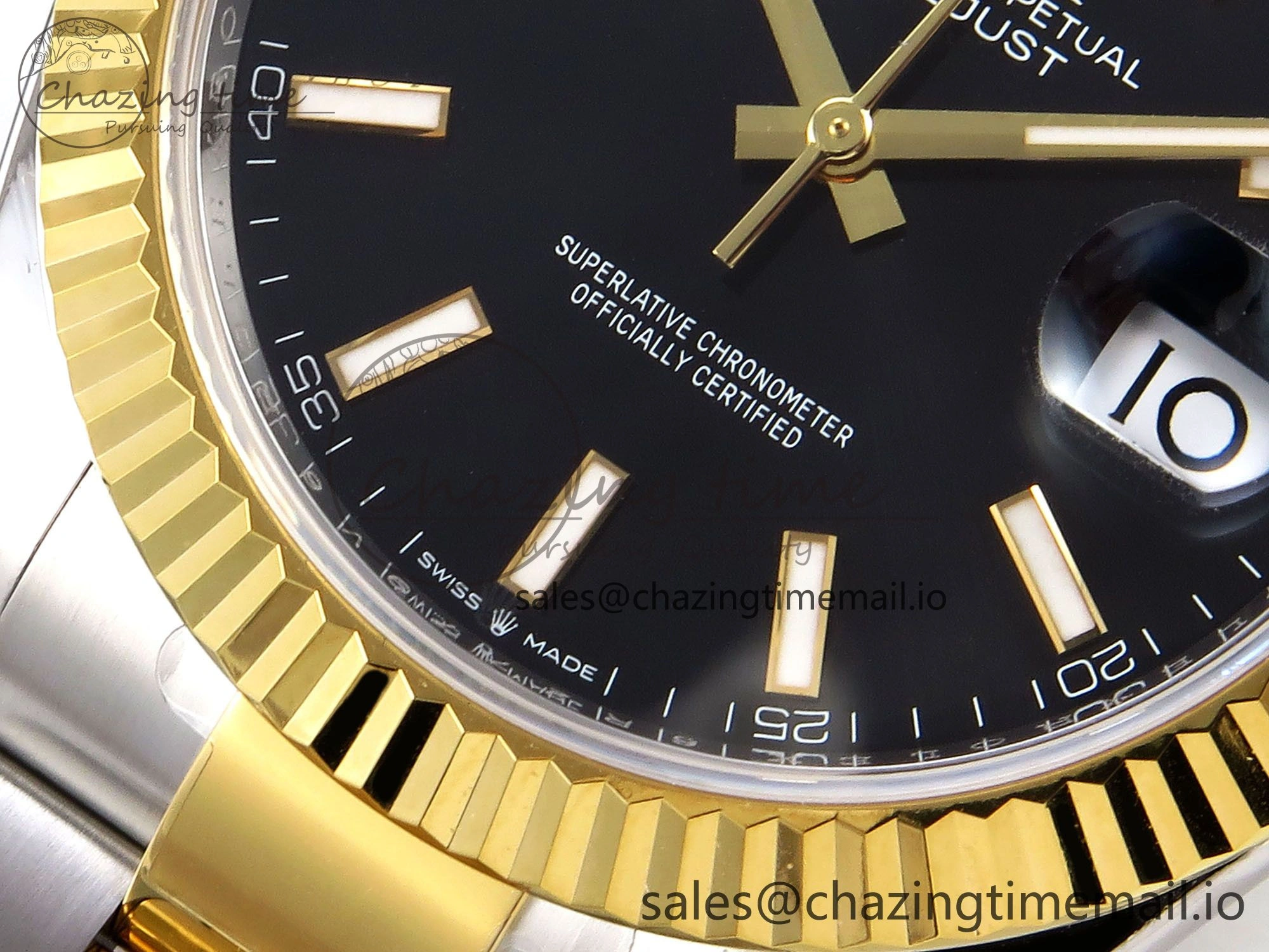 DateJust 41 SS YG ARF 1:1 Best Edition 904L Steel Black Stick Dial on Oyster Bracelet SH Contemporary 1259