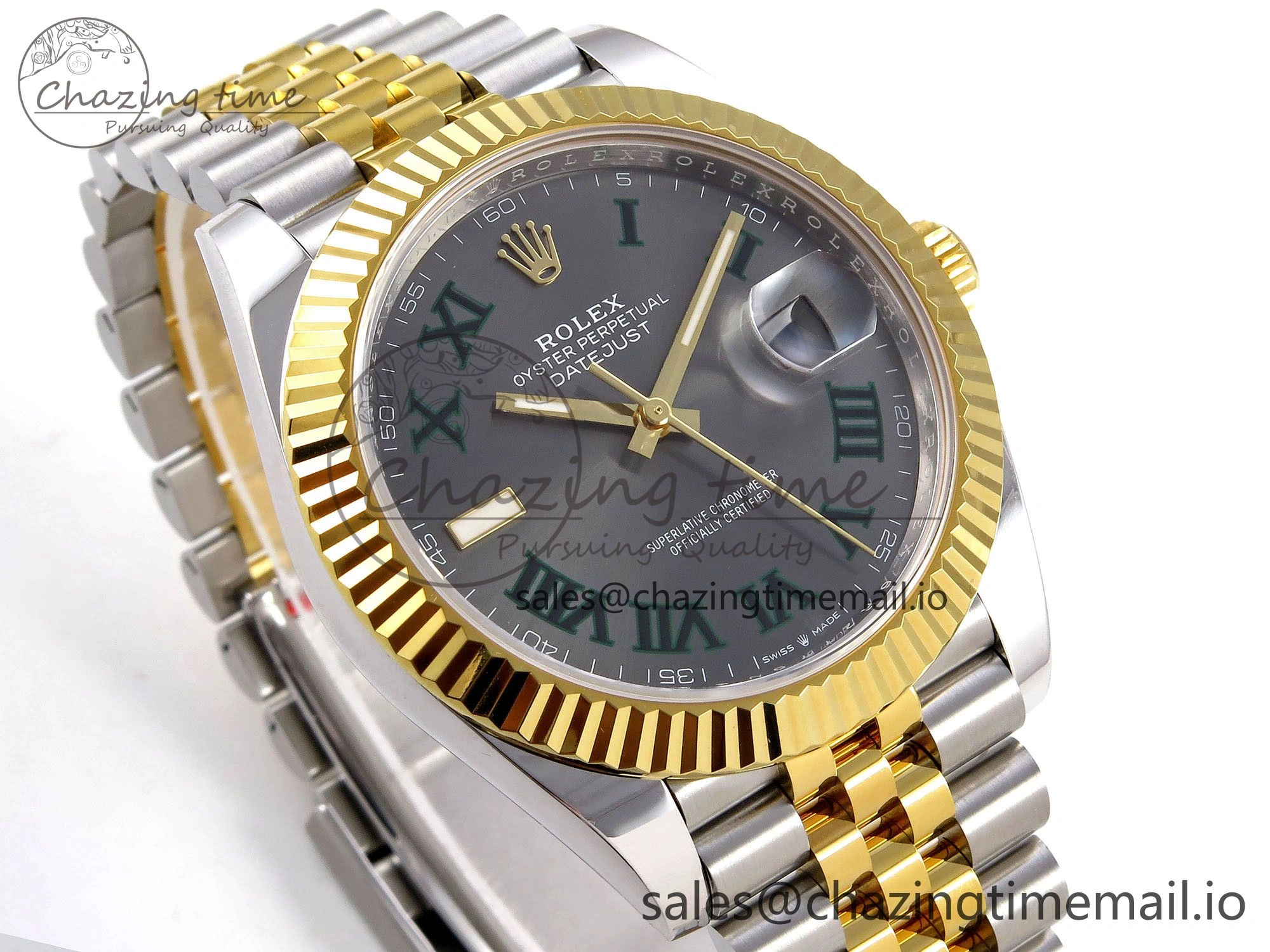 DateJust 41 SS YG ARF 1:1 Best Edition 904L Steel Gray Green Roman Dial on Jubilee Bracelet SH3235 (Gain Weight) ZipUp 1218