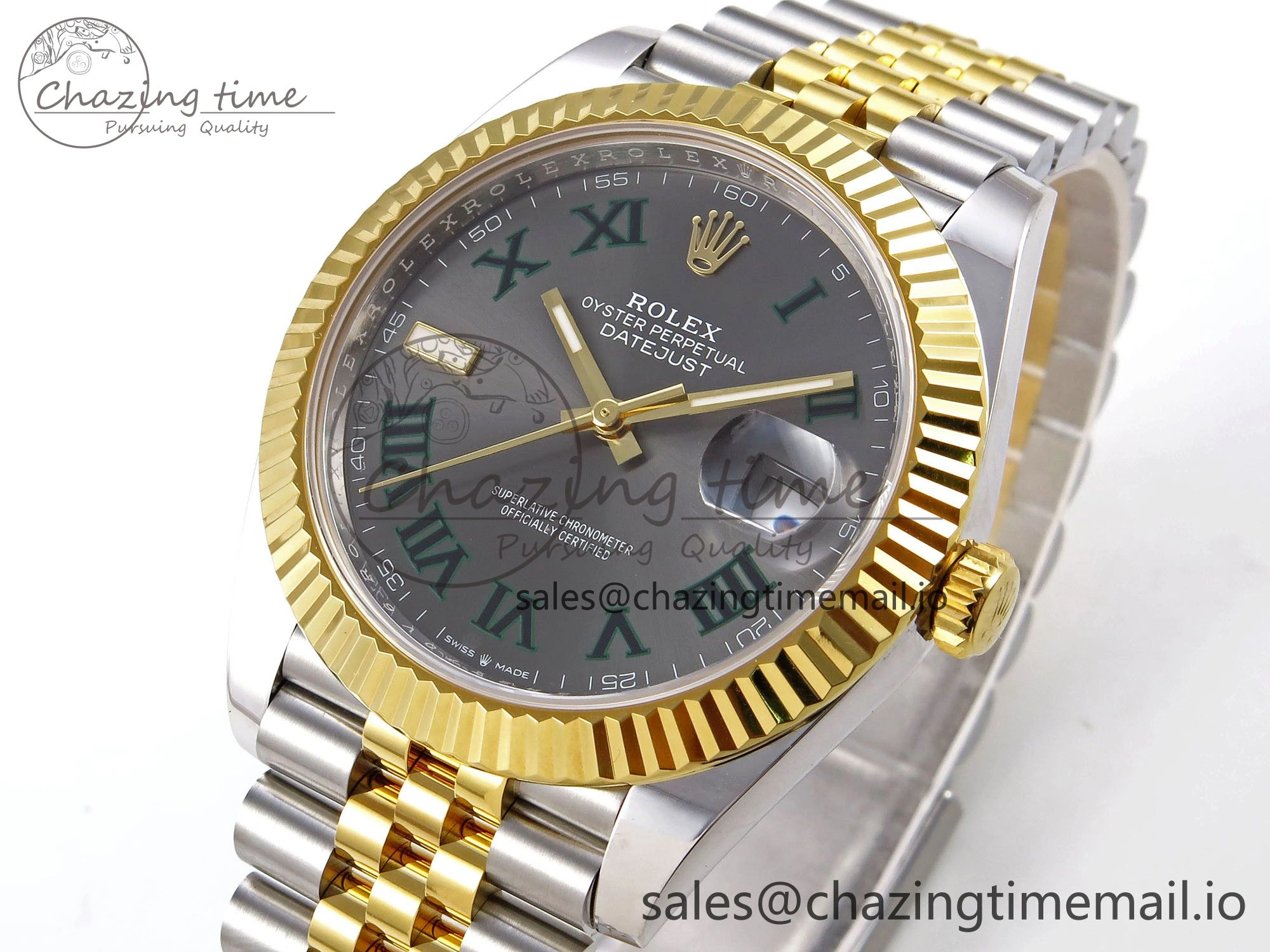 DateJust 41 SS YG ARF 1:1 Best Edition 904L Steel Gray Green Roman Dial on Jubilee Bracelet SH3235 (Gain Weight) ZipUp 1218