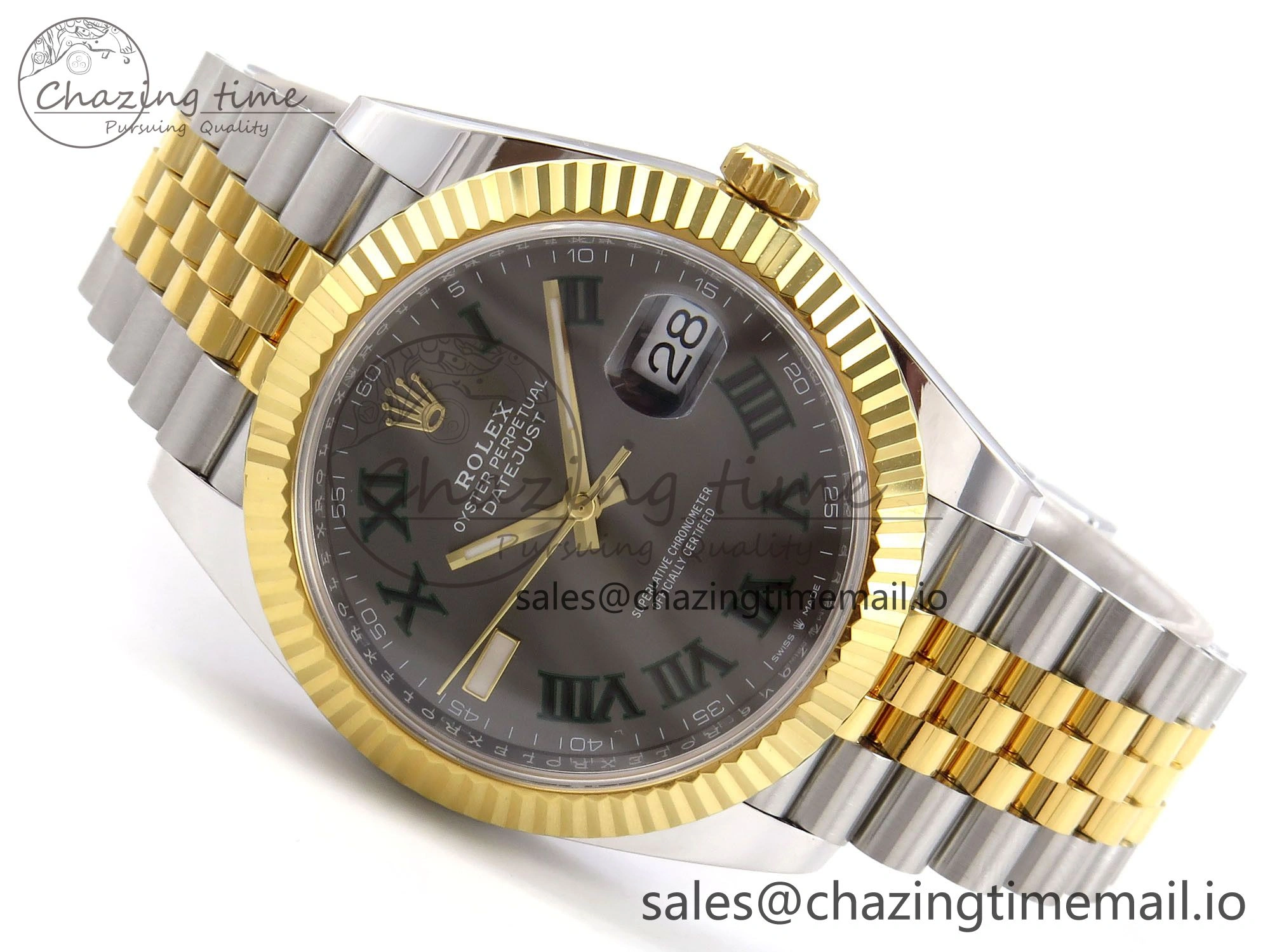 DateJust 41 SS YG ARF 1:1 Best Edition 904L Steel Gray Green Roman Dial on Jubilee Bracelet SH Timeless 1245