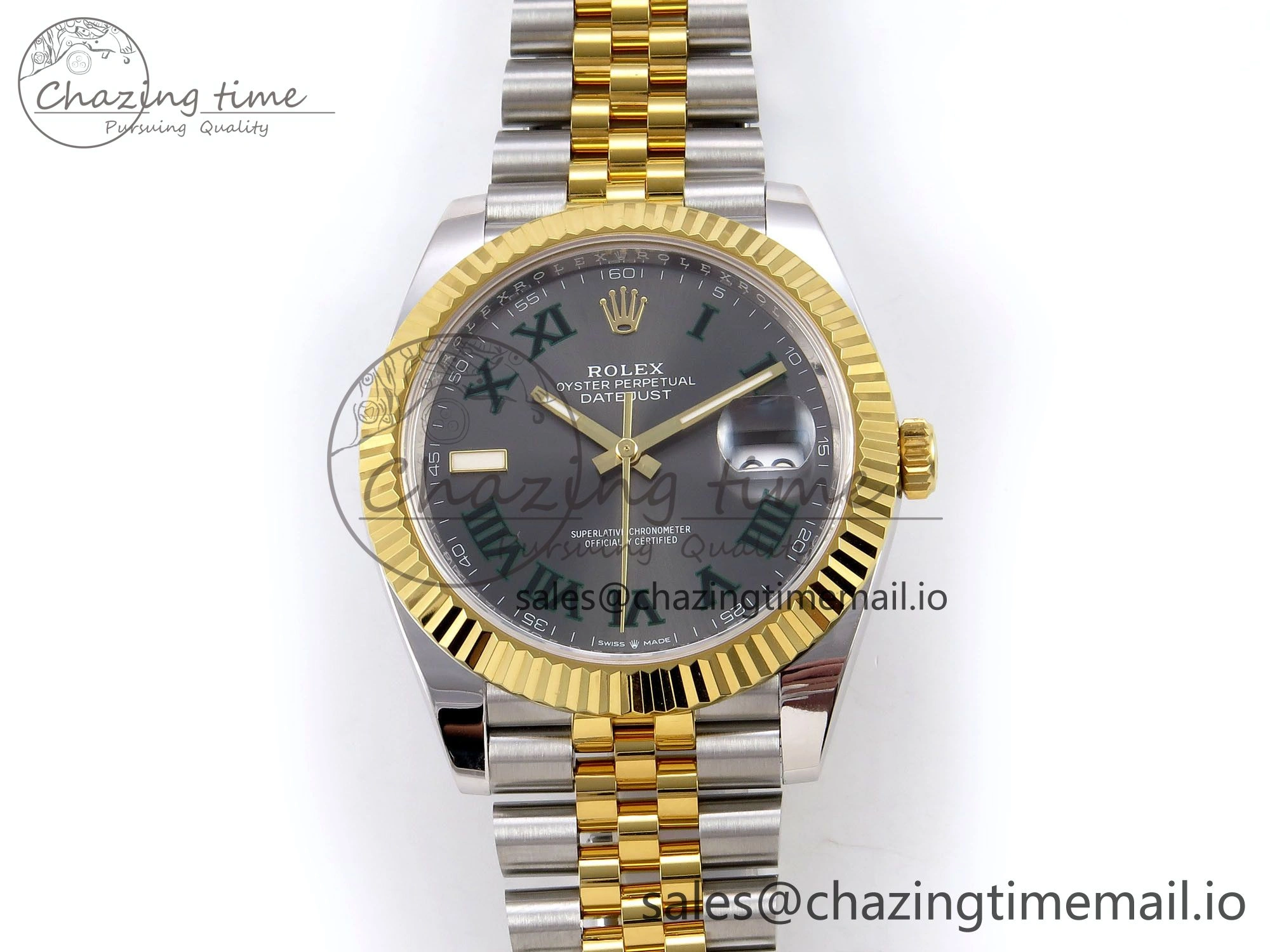 DateJust 41 SS YG ARF 1:1 Best Edition 904L Steel Gray Green Roman Dial on Jubilee Bracelet SH Timeless 1245