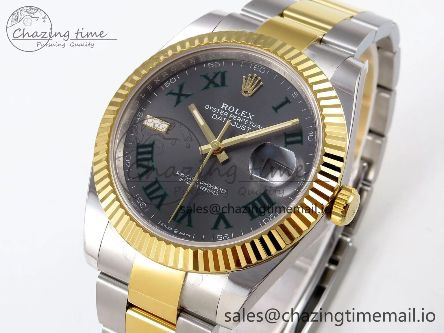 DateJust 41 SS YG ARF 1:1 Best Edition 904L Steel Gray Green Roman Dial on Oyster Bracelet SH3235 (Gain Weight) Sophisticated 1229