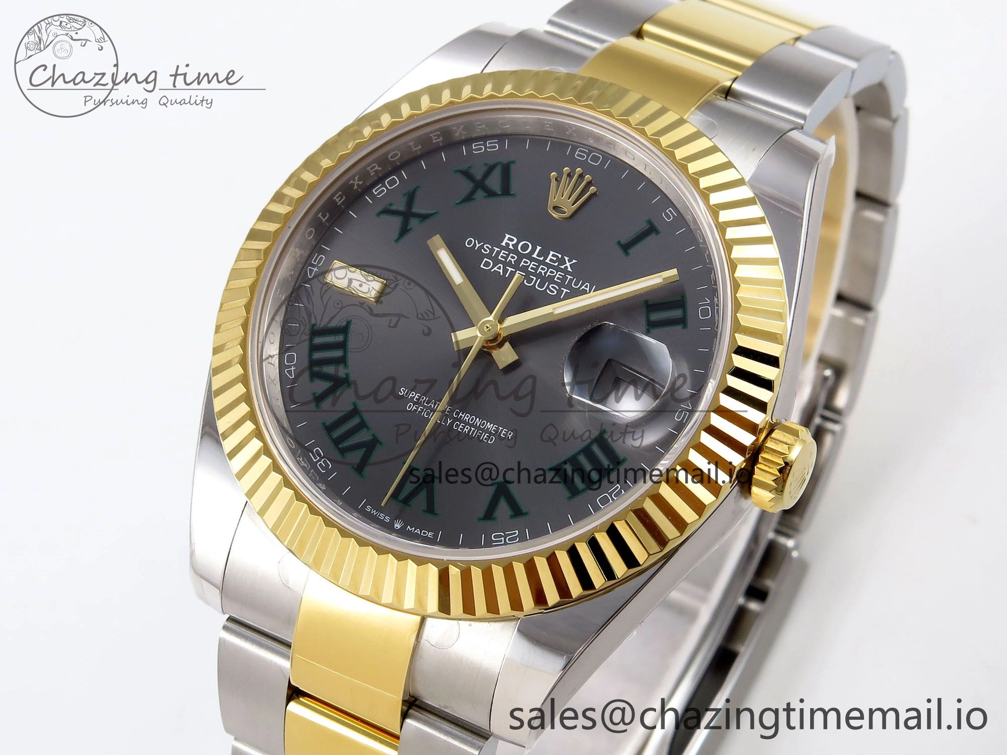 DateJust 41 SS YG ARF 1:1 Best Edition 904L Steel Gray Green Roman Dial on Oyster Bracelet SH3235 (Gain Weight) Sophisticated 1229