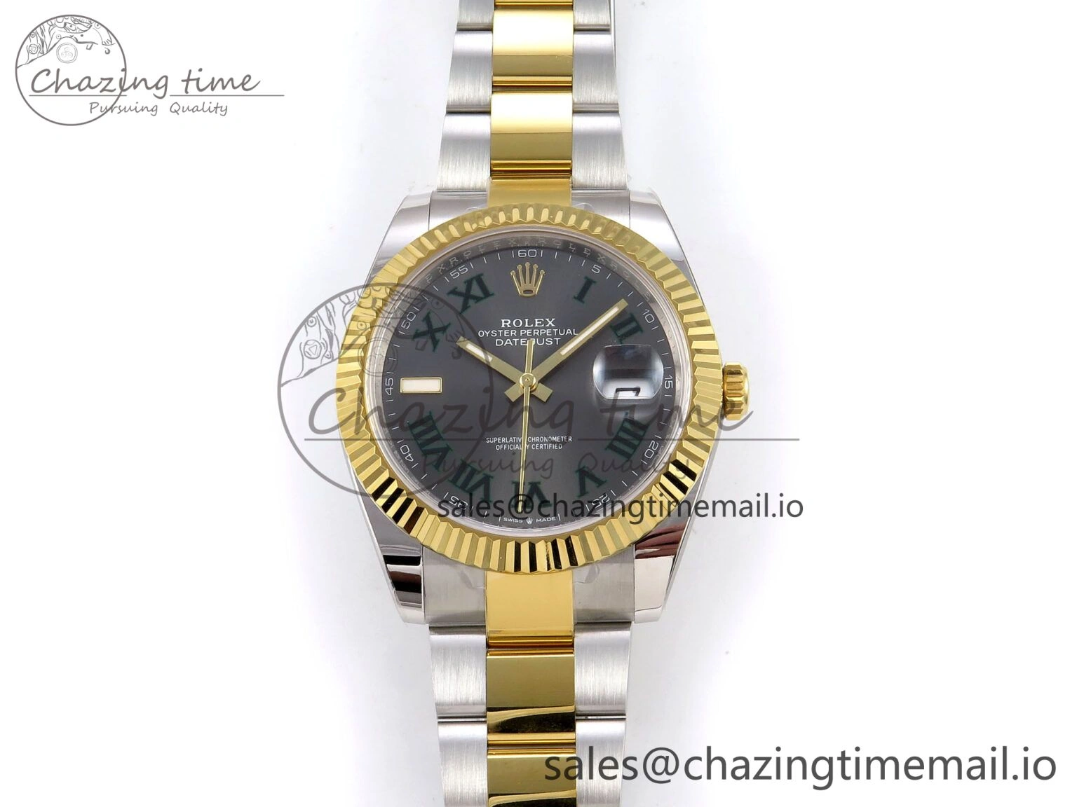 DateJust 41 SS YG ARF 1:1 Best Edition 904L Steel Gray Green Roman Dial on Oyster Bracelet SH3235 (Gain Weight) Sophisticated 1229
