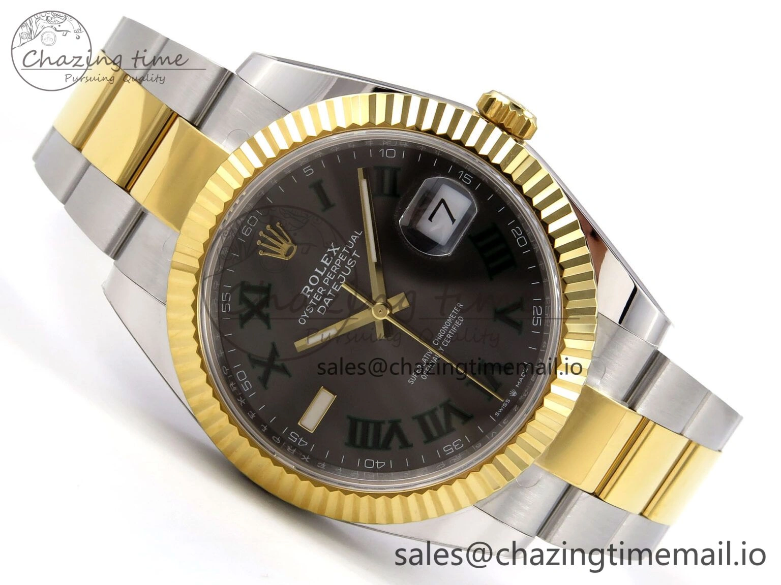 DateJust 41 SS YG ARF 1:1 Best Edition 904L Steel Gray Green Roman Dial on Oyster Bracelet SH Reliable 1254