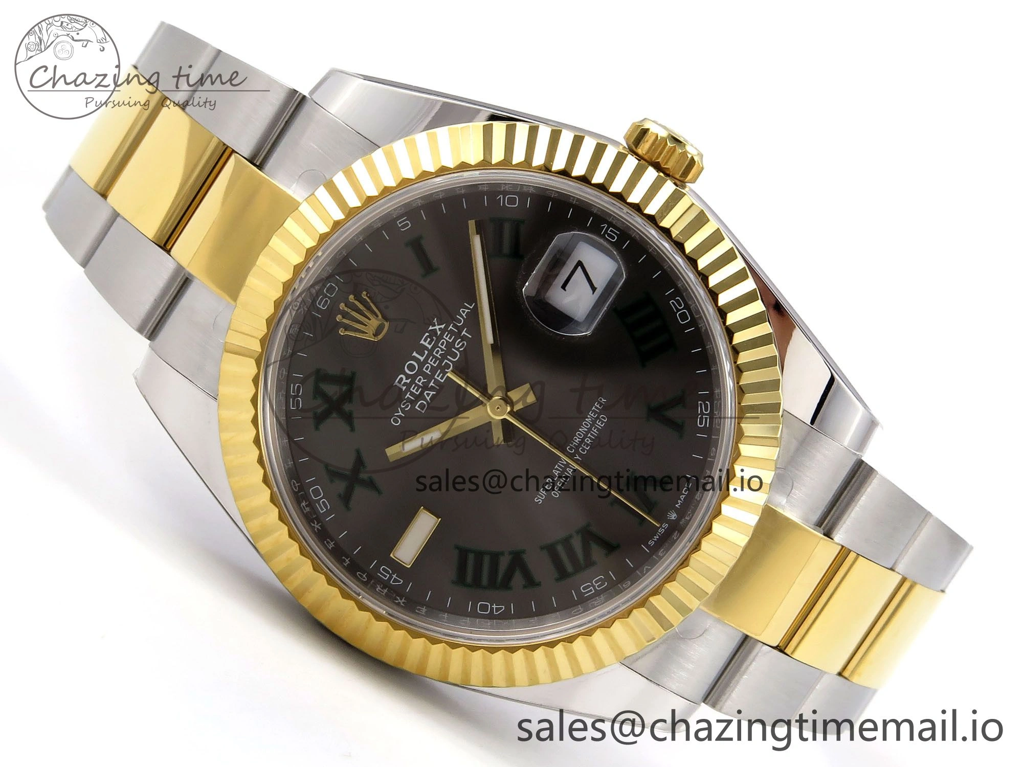 DateJust 41 SS YG ARF 1:1 Best Edition 904L Steel Gray Green Roman Dial on Oyster Bracelet SH Reliable 1254