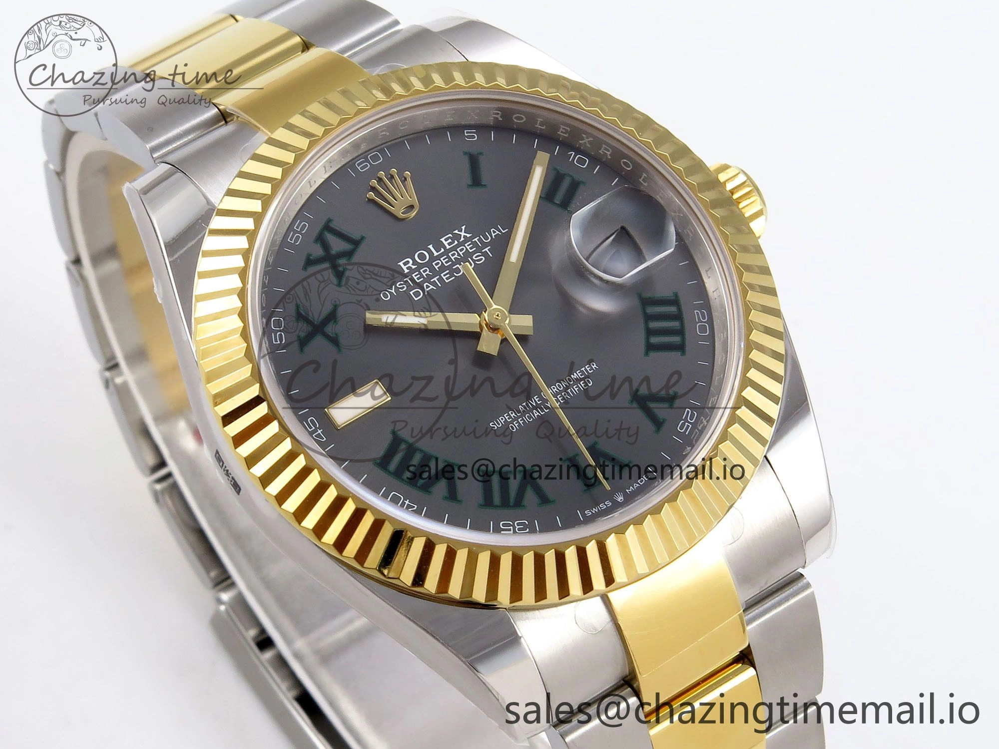 DateJust 41 SS YG ARF 1:1 Best Edition 904L Steel Gray Green Roman Dial on Oyster Bracelet SH Reliable 1254