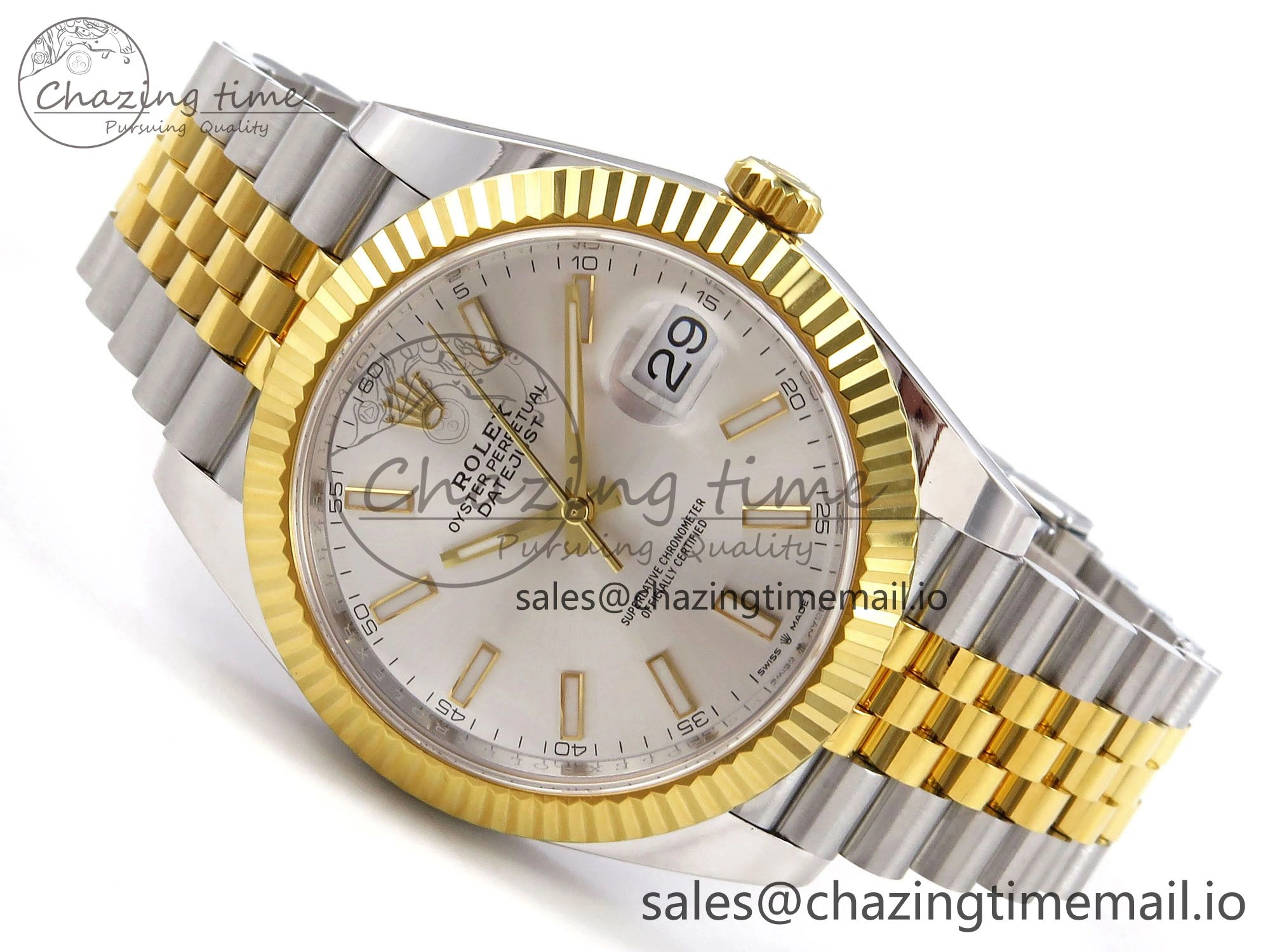 Affordable DateJust 41 SS YG ARF 1:1 Best Edition 904L Steel Silver Stick Dial on Jubilee Bracelet SH 1251