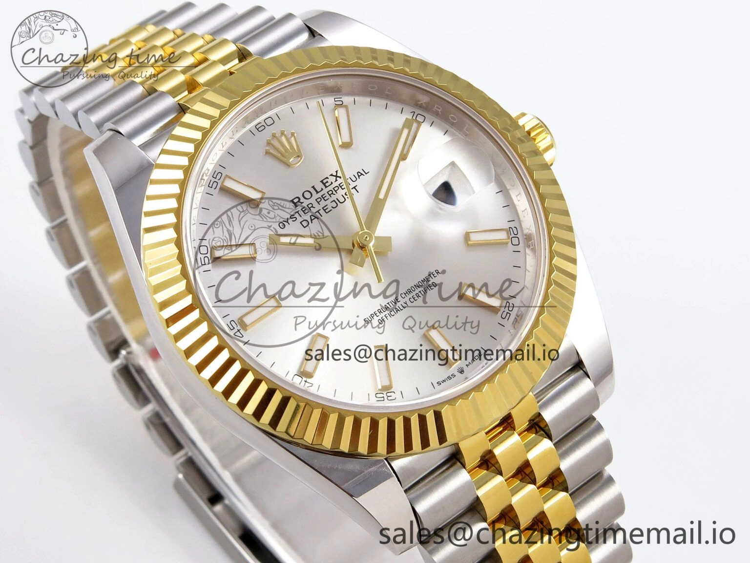 Affordable DateJust 41 SS YG ARF 1:1 Best Edition 904L Steel Silver Stick Dial on Jubilee Bracelet SH 1251