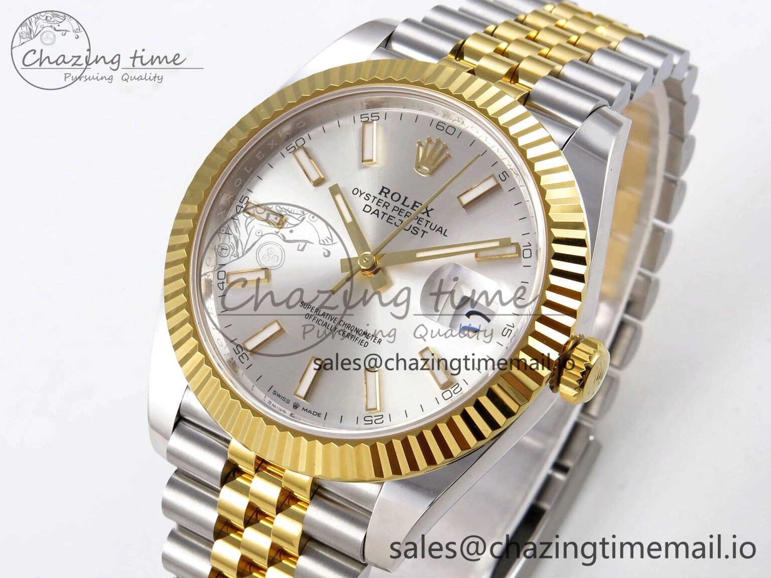 Affordable DateJust 41 SS YG ARF 1:1 Best Edition 904L Steel Silver Stick Dial on Jubilee Bracelet SH 1251
