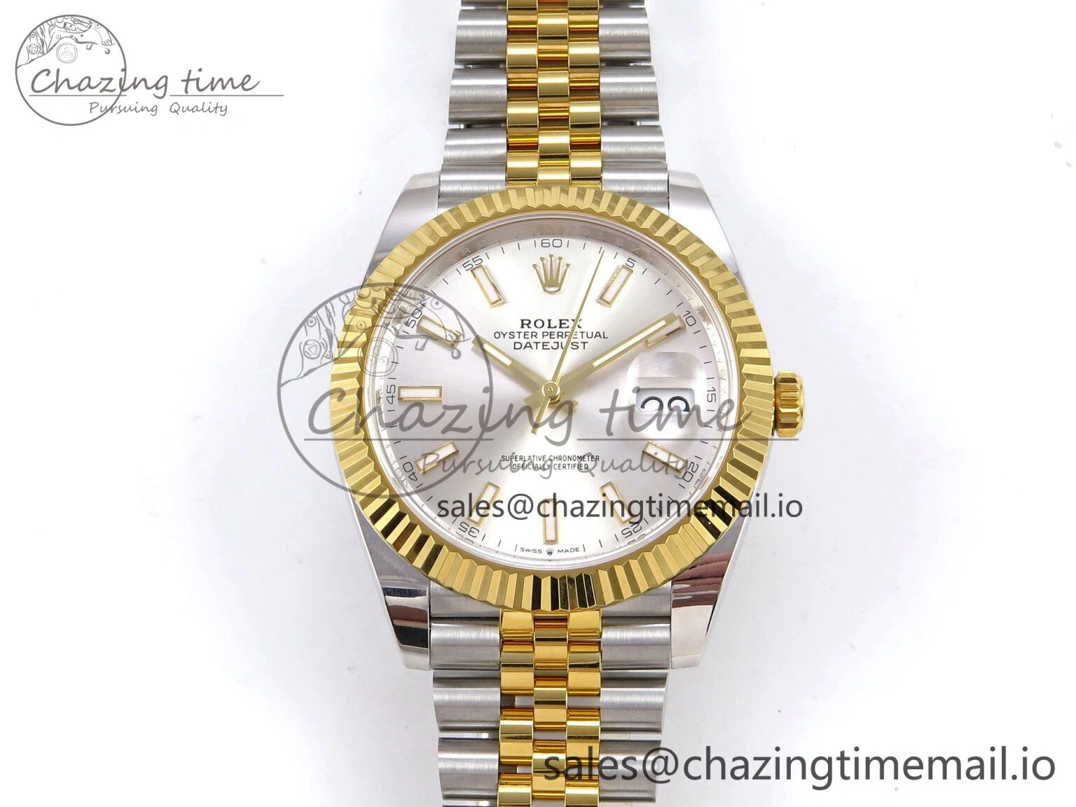 Affordable DateJust 41 SS YG ARF 1:1 Best Edition 904L Steel Silver Stick Dial on Jubilee Bracelet SH 1251