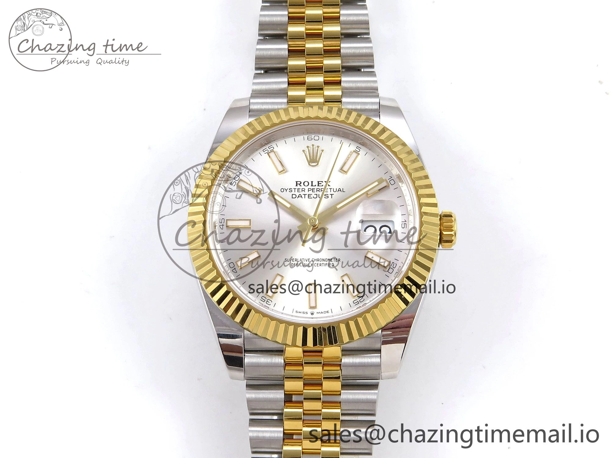 Affordable DateJust 41 SS YG ARF 1:1 Best Edition 904L Steel Silver Stick Dial on Jubilee Bracelet SH 1251