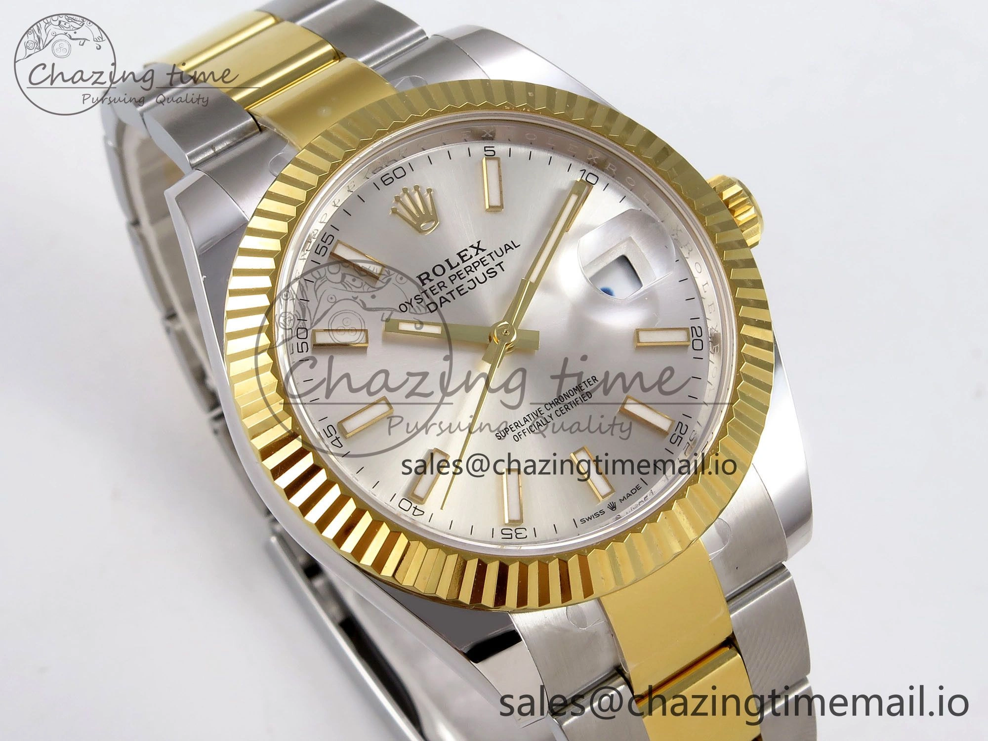 DateJust 41 SS YG ARF 1:1 Best Edition 904L Steel Silver Stick Dial on Oyster Bracelet SH MultiPurpose 1262