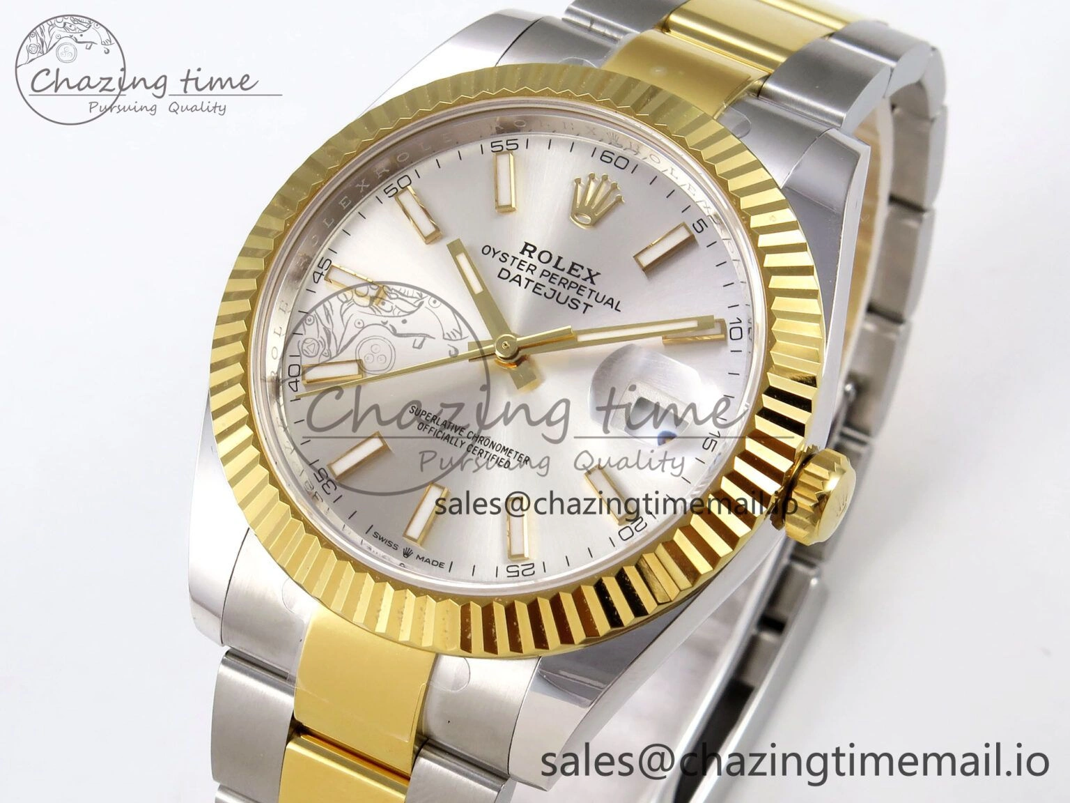 DateJust 41 SS YG ARF 1:1 Best Edition 904L Steel Silver Stick Dial on Oyster Bracelet SH MultiPurpose 1262