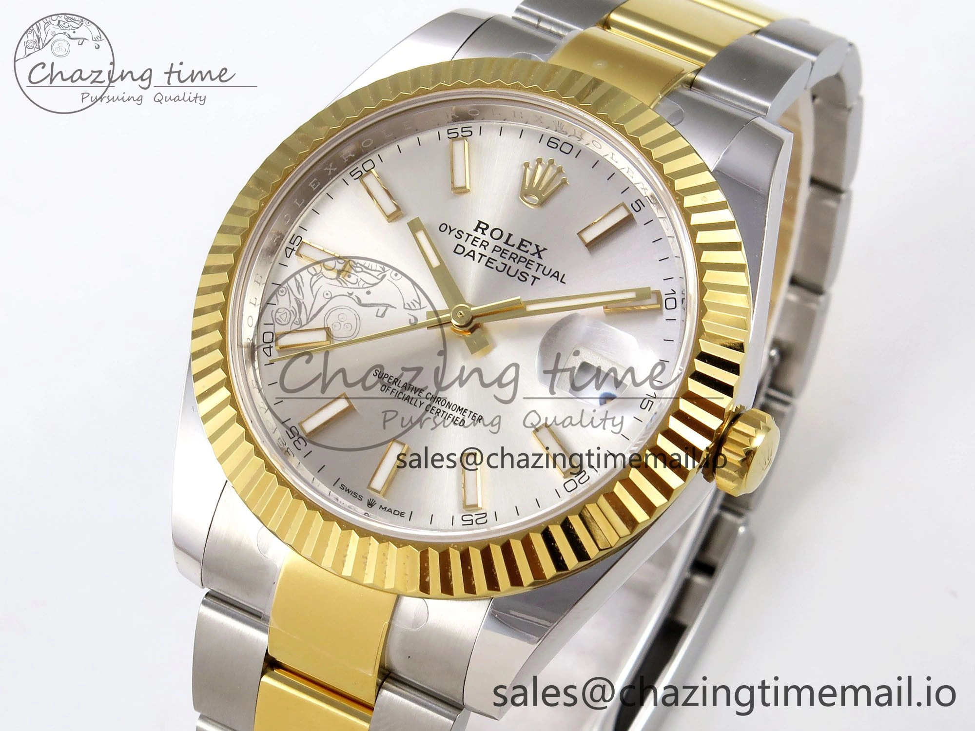 DateJust 41 SS YG ARF 1:1 Best Edition 904L Steel Silver Stick Dial on Oyster Bracelet SH MultiPurpose 1262
