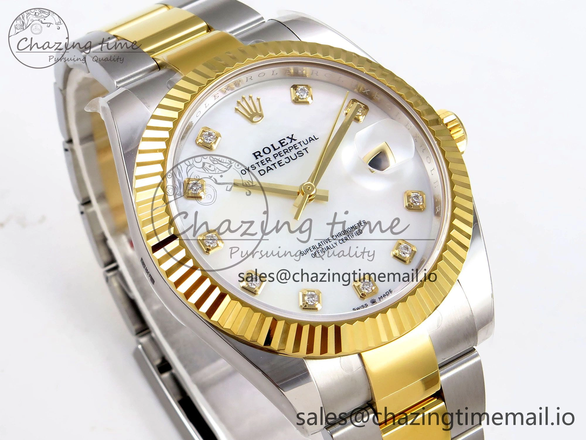 DateJust 41 SS YG ARF 1:1 Best Edition 904L Steel White MOP Dial on Oyster Bracelet SH3235 (Gain Weight) QuickDry 1235