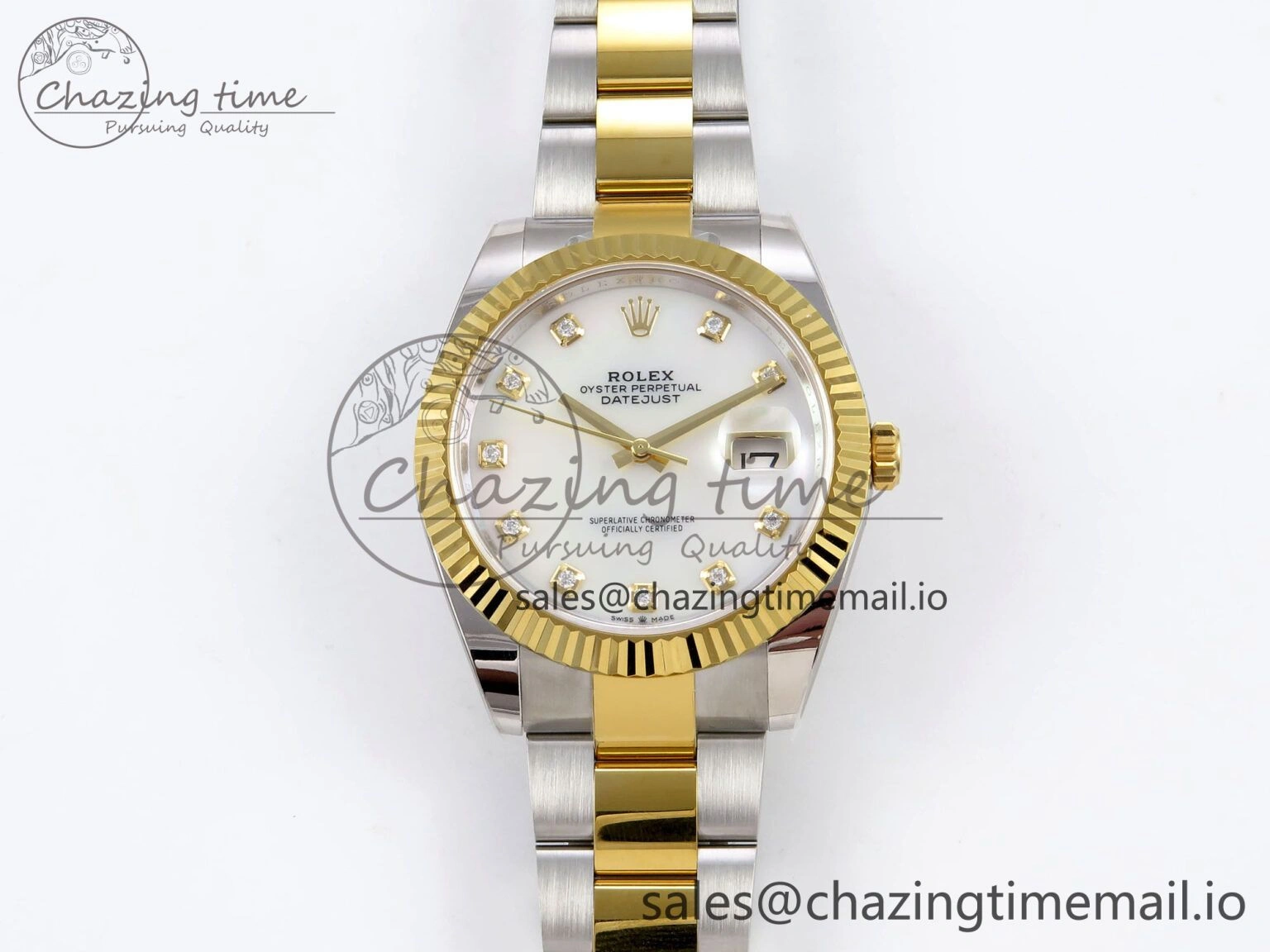 DateJust 41 SS YG ARF 1:1 Best Edition 904L Steel White MOP Dial on Oyster Bracelet SH3235 (Gain Weight) QuickDry 1235