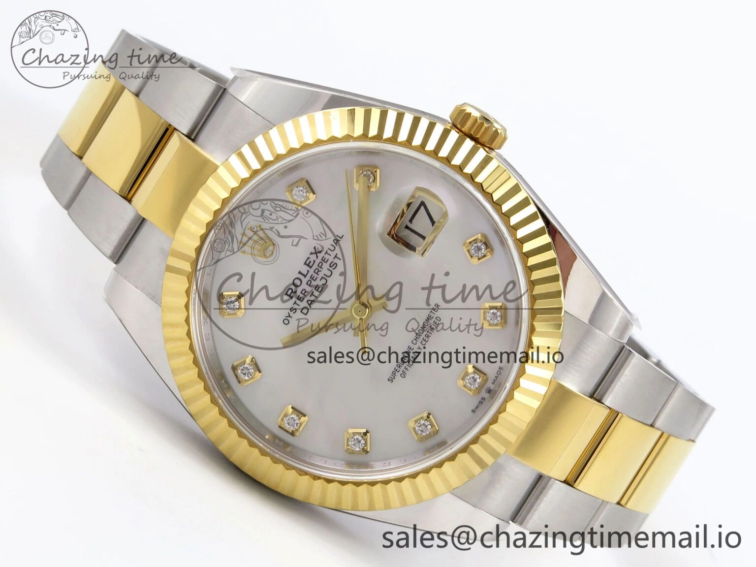 TravelReady DateJust 41 SS YG ARF 1:1 Best Edition 904L Steel White MOP Dial on Oyster Bracelet SH 1257