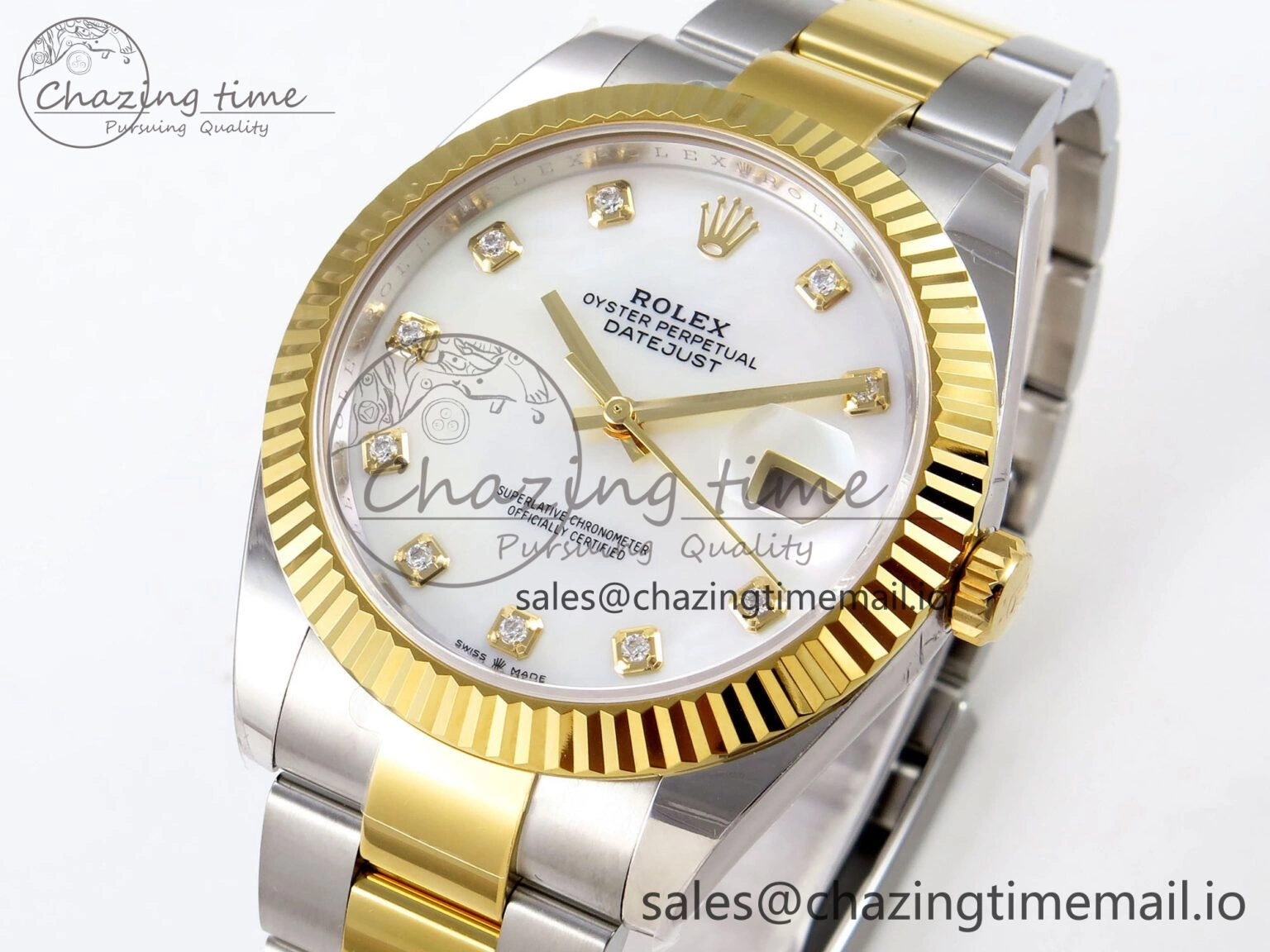 TravelReady DateJust 41 SS YG ARF 1:1 Best Edition 904L Steel White MOP Dial on Oyster Bracelet SH 1257