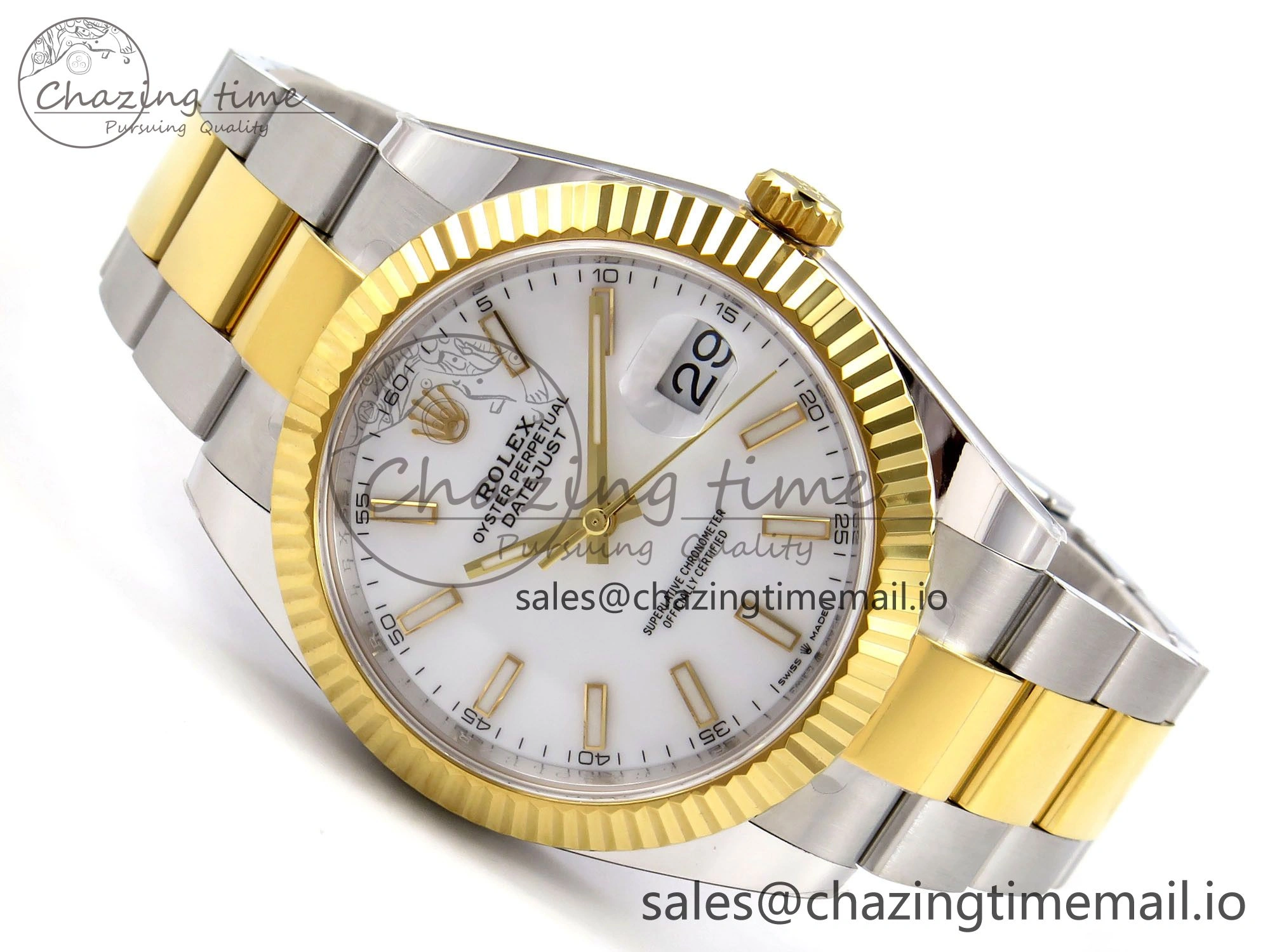 WrinkleFree DateJust 41 SS YG ARF 1:1 Best Edition 904L Steel White Stick Dial on Oyster Bracelet SH 1261