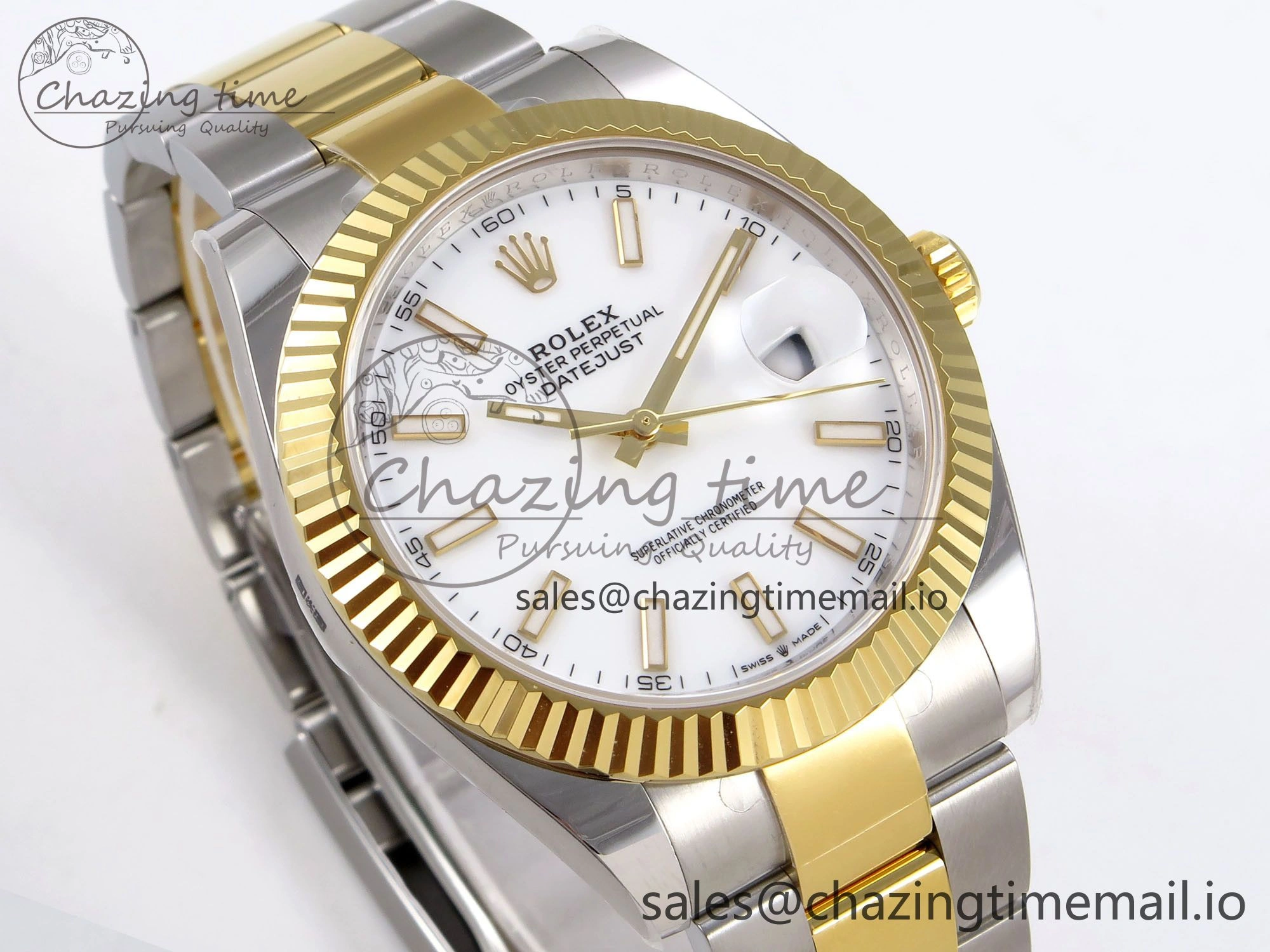 WrinkleFree DateJust 41 SS YG ARF 1:1 Best Edition 904L Steel White Stick Dial on Oyster Bracelet SH 1261