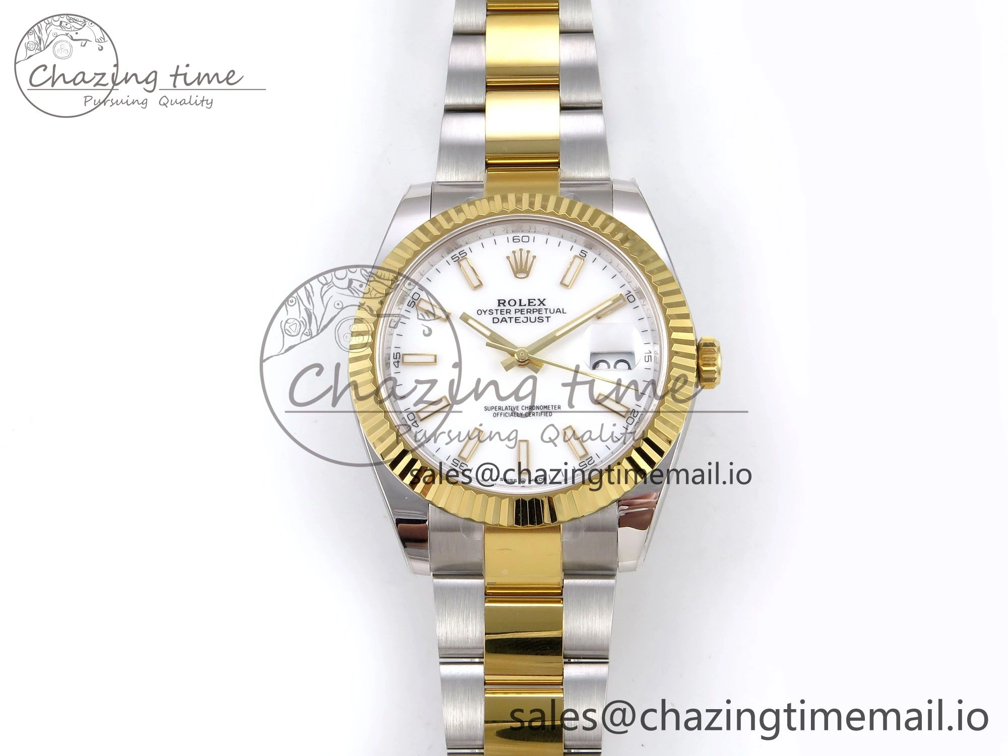 WrinkleFree DateJust 41 SS YG ARF 1:1 Best Edition 904L Steel White Stick Dial on Oyster Bracelet SH 1261
