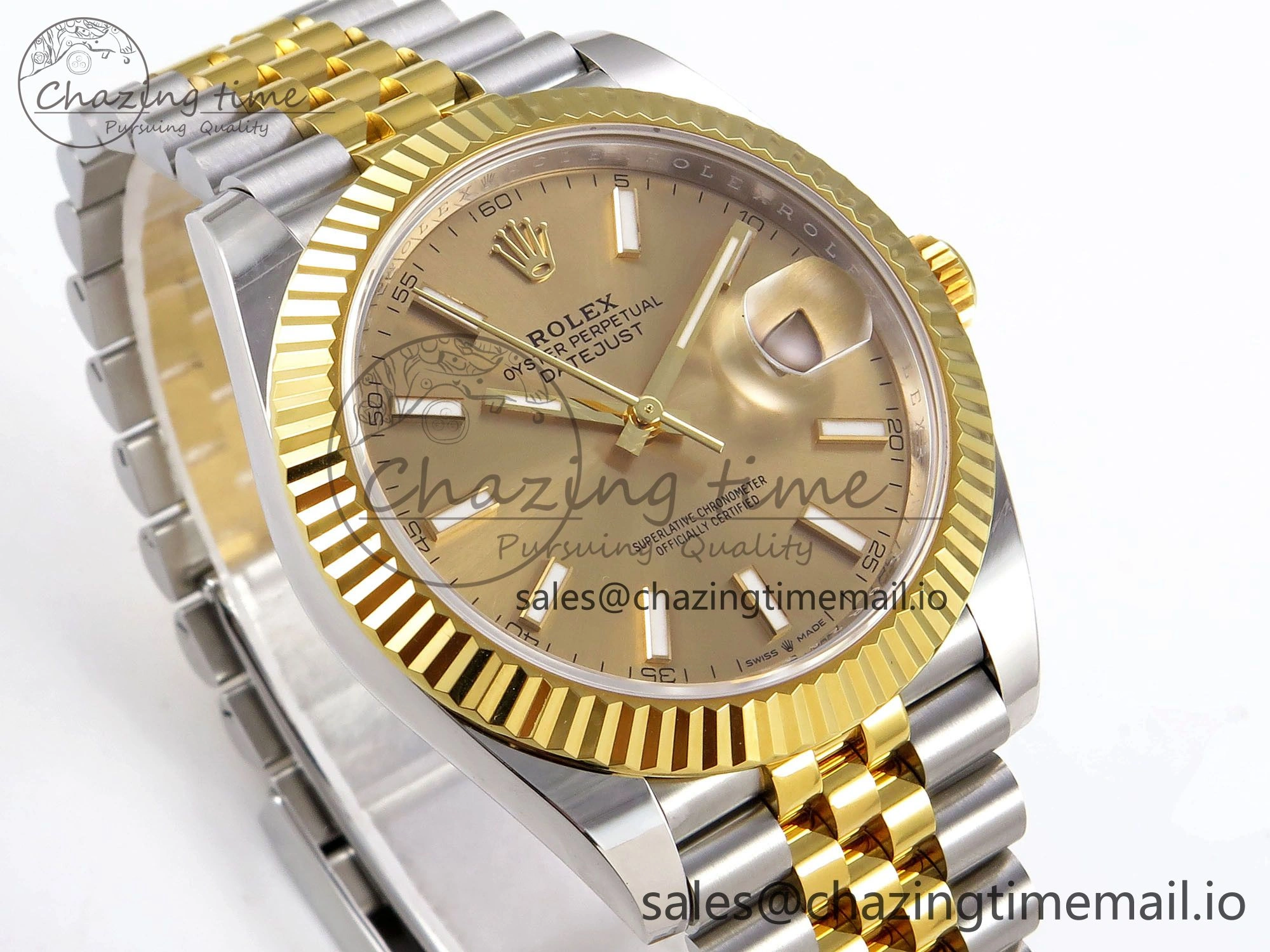 Affordable DateJust 41 SS YG ARF 1:1 Best Edition 904L Steel YG Stick Dial on Jubilee Bracelet SH 1253
