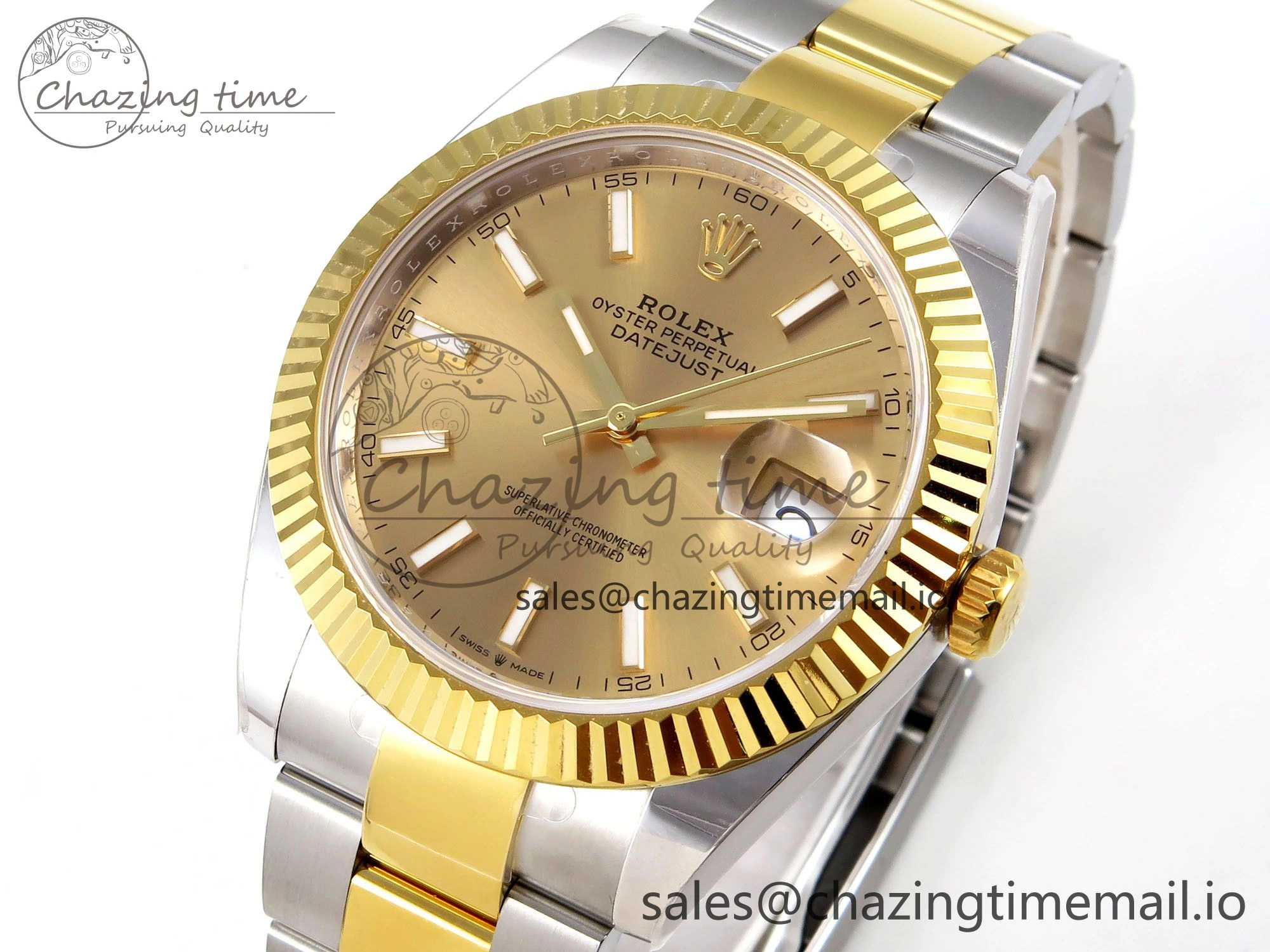 DateJust 41 SS YG ARF 1:1 Best Edition 904L Steel YG Stick Dial on Oyster Bracelet SH3235 (Gain Weight) Lightweight 1232