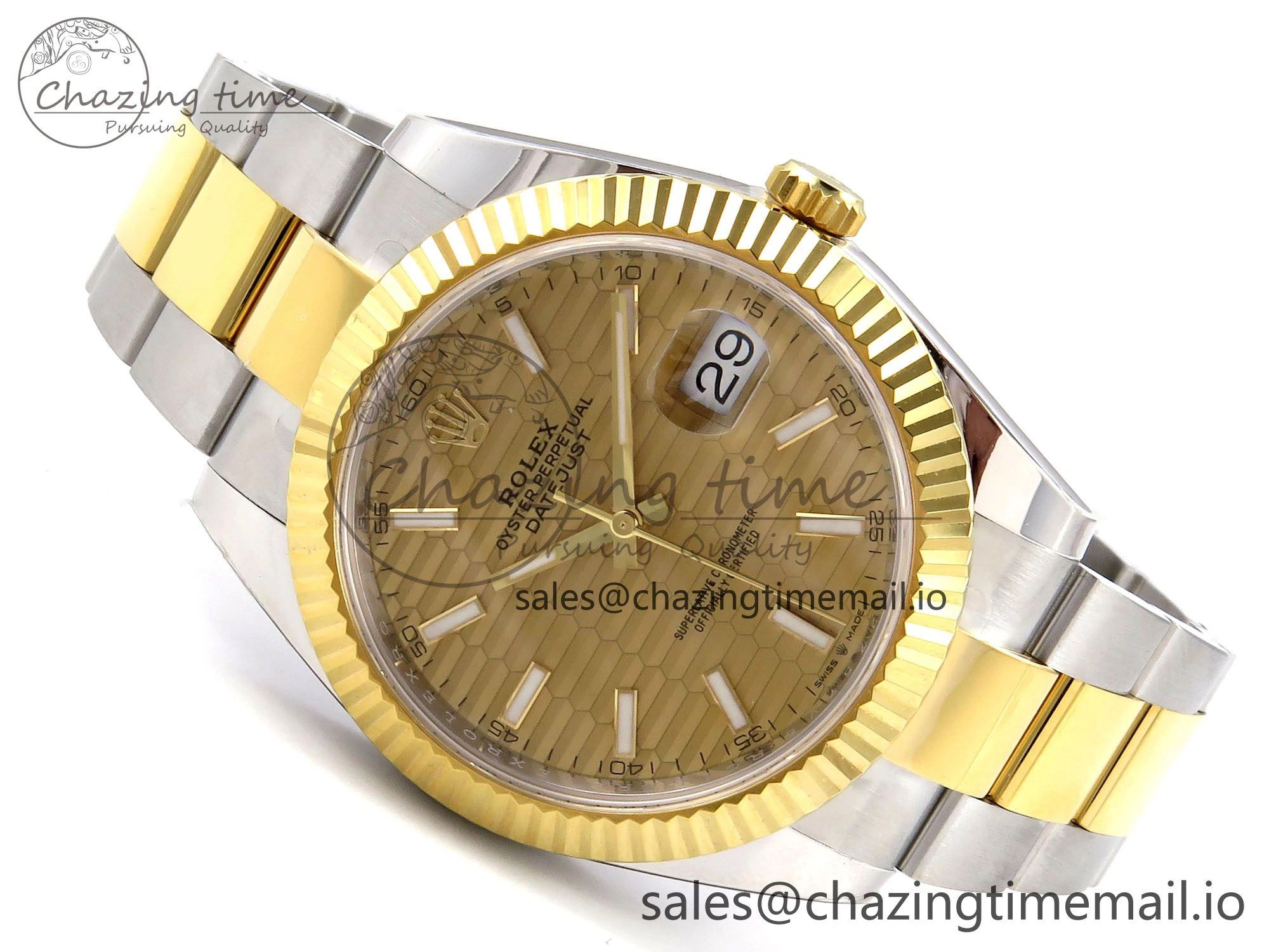 Youthful DateJust 41 SS YG ARF 1:1 Best Edition 904L Steel YG Textured Stick Dial on Oyster Bracelet SH 1258