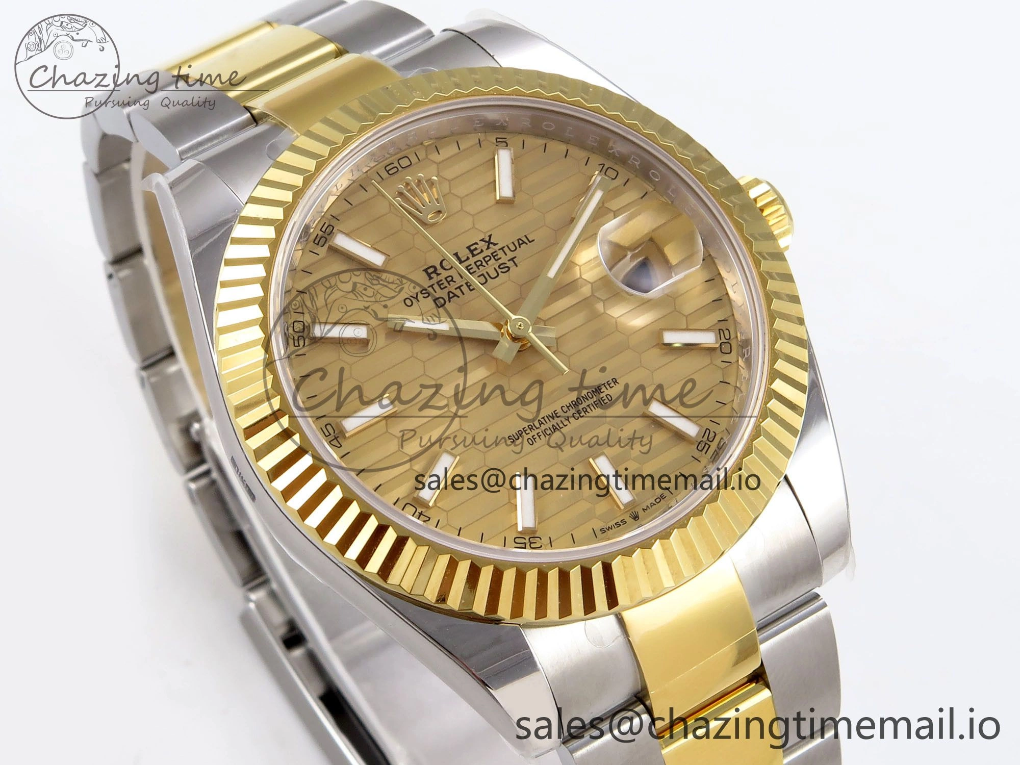 Youthful DateJust 41 SS YG ARF 1:1 Best Edition 904L Steel YG Textured Stick Dial on Oyster Bracelet SH 1258