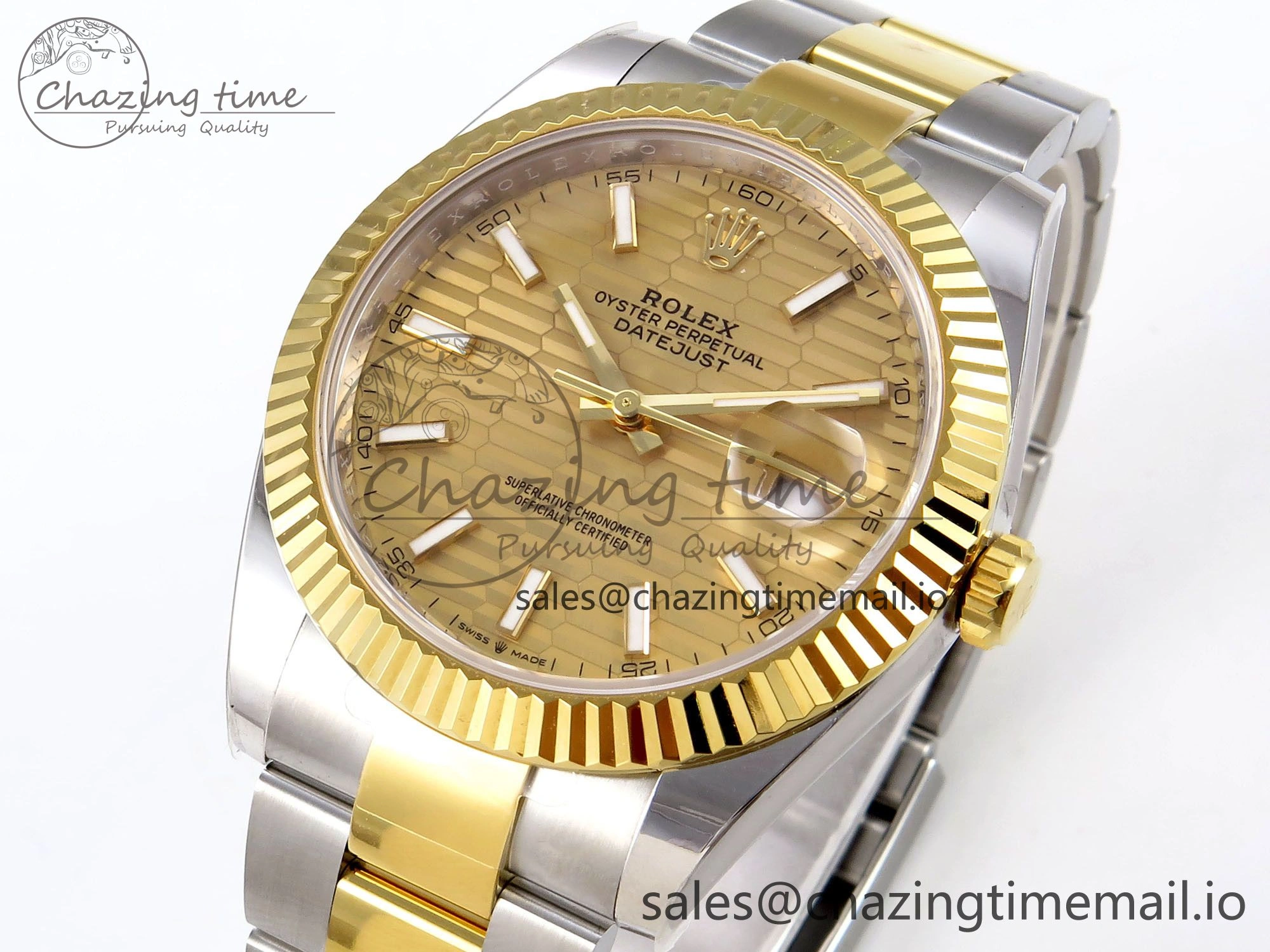Youthful DateJust 41 SS YG ARF 1:1 Best Edition 904L Steel YG Textured Stick Dial on Oyster Bracelet SH 1258