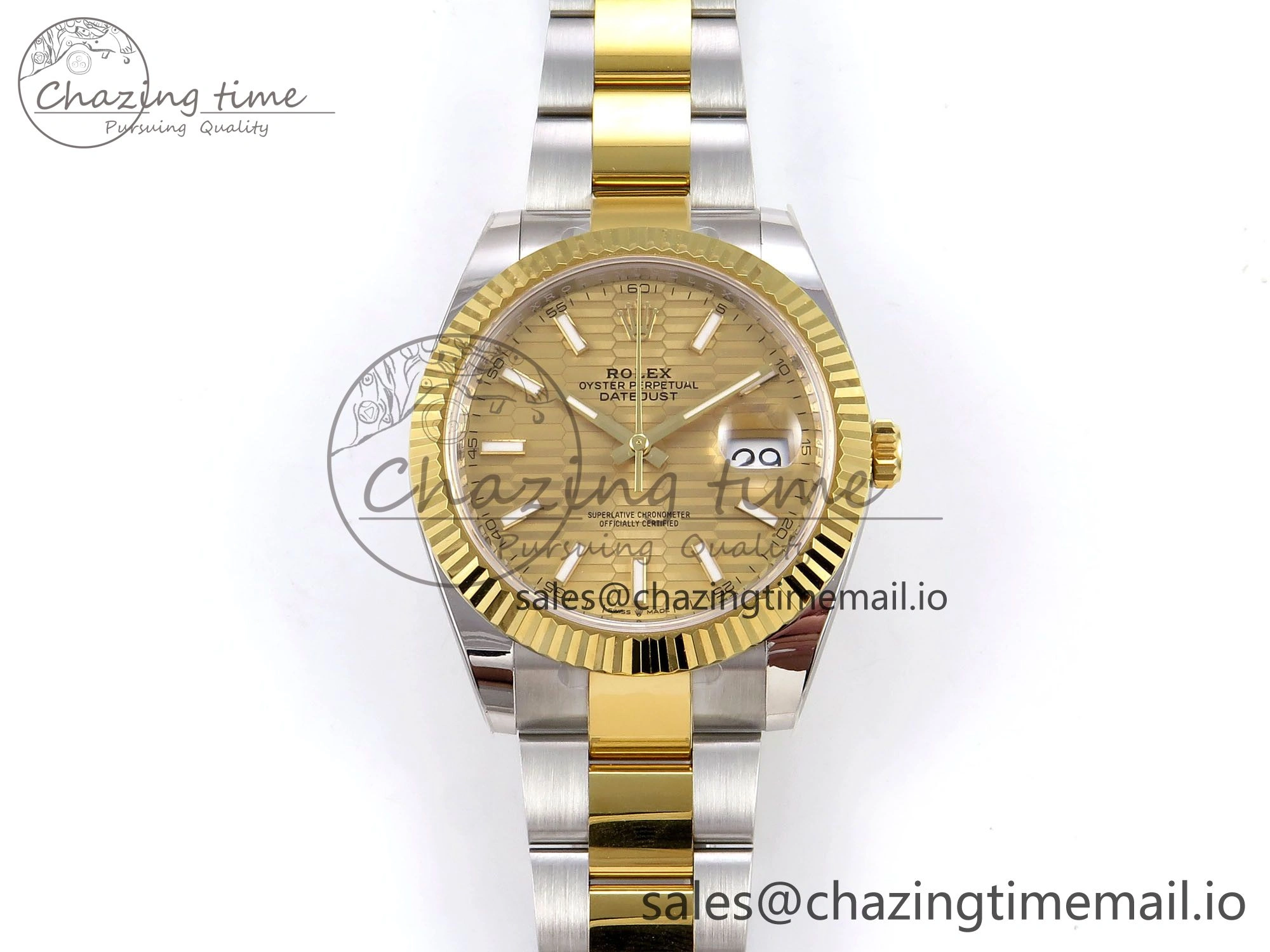 Youthful DateJust 41 SS YG ARF 1:1 Best Edition 904L Steel YG Textured Stick Dial on Oyster Bracelet SH 1258