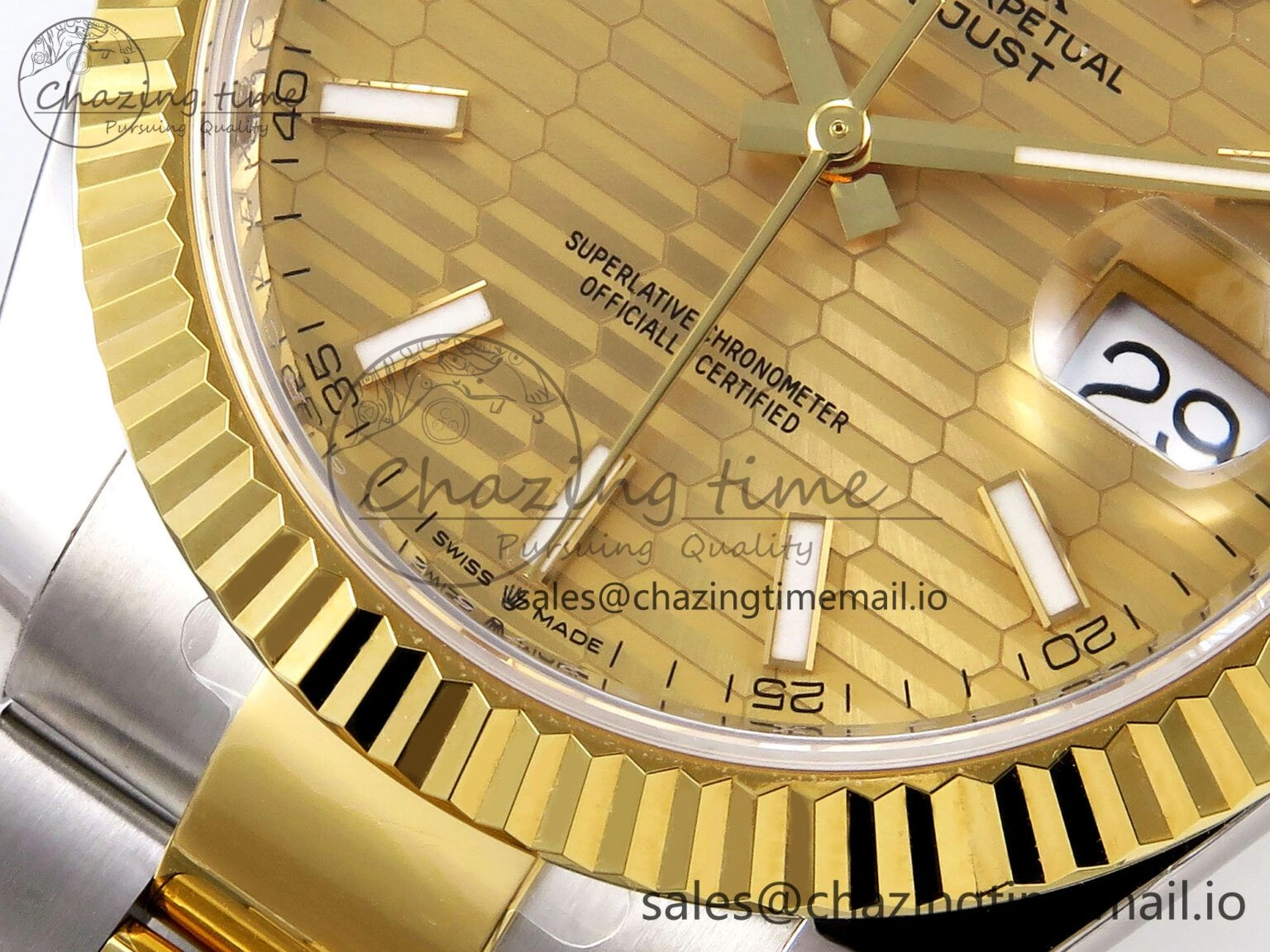 Youthful DateJust 41 SS YG ARF 1:1 Best Edition 904L Steel YG Textured Stick Dial on Oyster Bracelet SH 1258