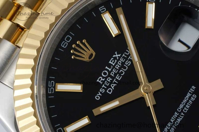 Breathable DateJust 41 SS YG JDF 1:1 Best Edition 904L Steel Black Stick Dial on SS YG Jubilee Bracelet VR3235 V 2113