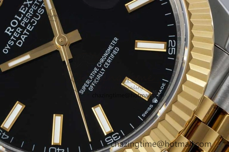 Breathable DateJust 41 SS YG JDF 1:1 Best Edition 904L Steel Black Stick Dial on SS YG Jubilee Bracelet VR3235 V 2113