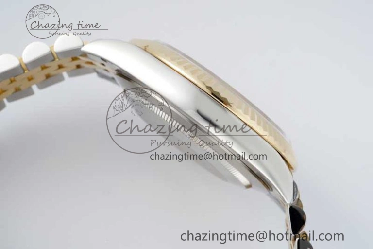 Breathable DateJust 41 SS YG JDF 1:1 Best Edition 904L Steel Black Stick Dial on SS YG Jubilee Bracelet VR3235 V 2113
