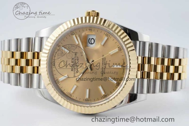 TravelReady DateJust 41 SS YG JDF 1:1 Best Edition 904L Steel YG Stick Dial on SS YG Jubilee Bracelet VR3235 V 2112