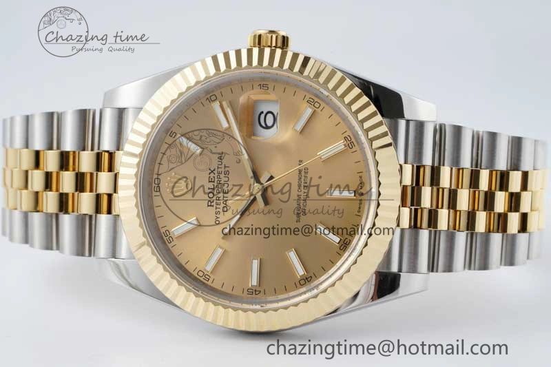 TravelReady DateJust 41 SS YG JDF 1:1 Best Edition 904L Steel YG Stick Dial on SS YG Jubilee Bracelet VR3235 V 2112