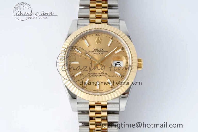 TravelReady DateJust 41 SS YG JDF 1:1 Best Edition 904L Steel YG Stick Dial on SS YG Jubilee Bracelet VR3235 V 2112